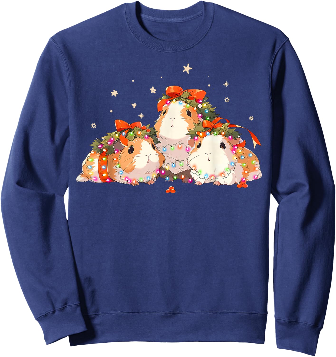 Guinea Pigs Tangled Up In Christmas Lights Guinea Pig Lover Sweatshirt - Sweatshirt | Navy