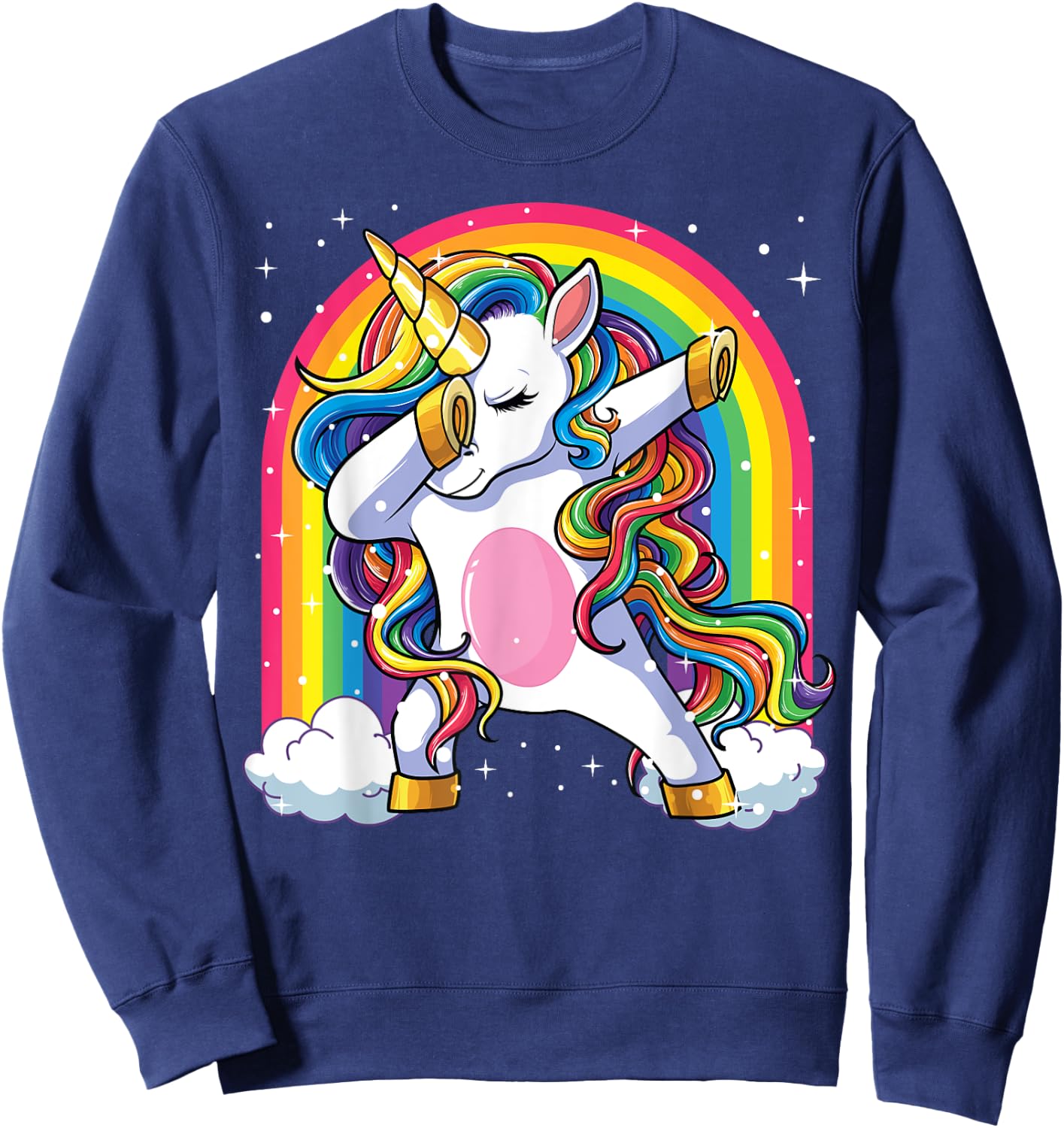 Dabbing Unicorn Shirt Girls Kids Unicorns Women Rainbow Sweatshirt - Sweatshirt | Navy