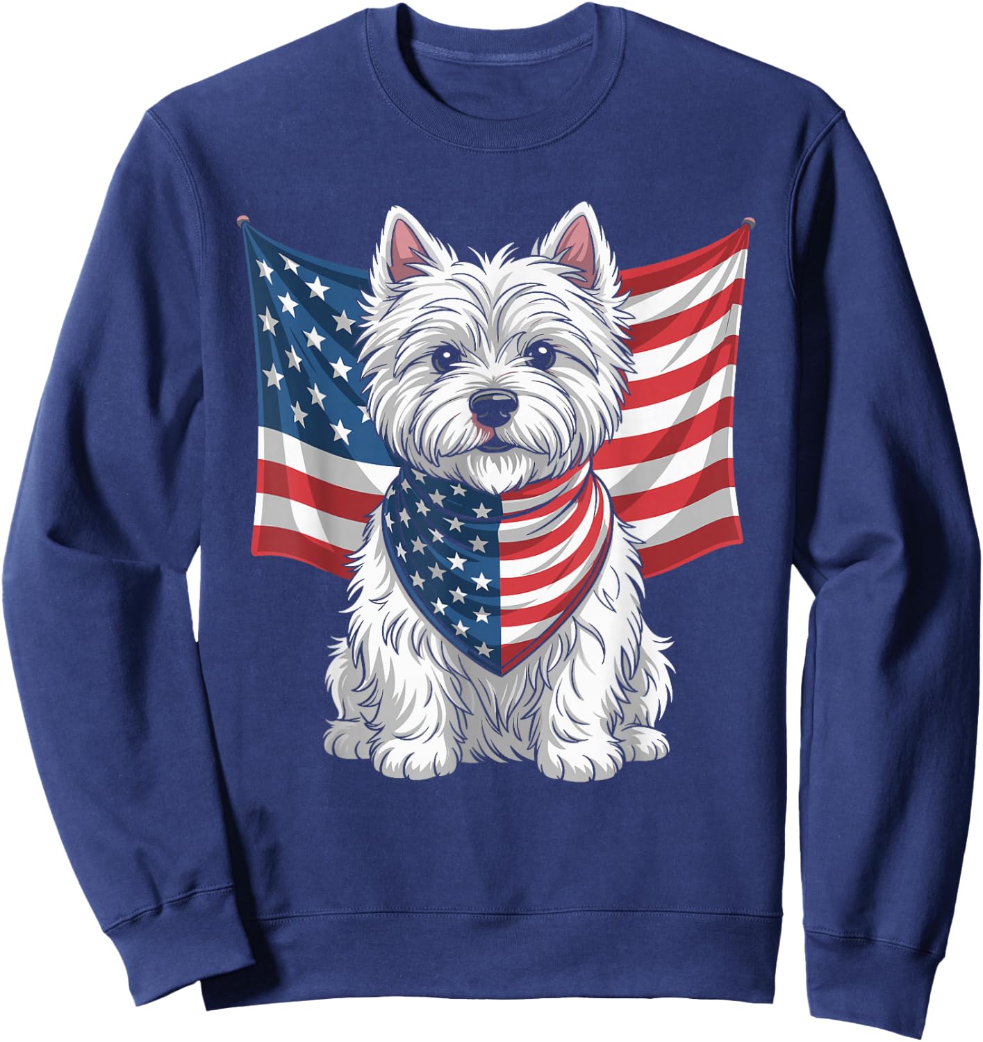USA American Terrier Dog Pet Animal West Highland Westie Sweatshirt - Sweatshirt | Navy