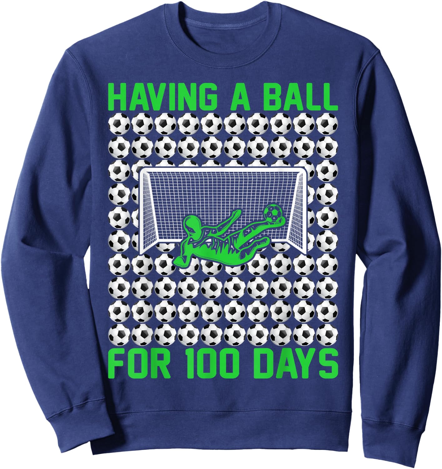 100 Days Of School Soccer 100th Day Of School For Boys Kids Sweatshirt - Sweatshirt | Navy