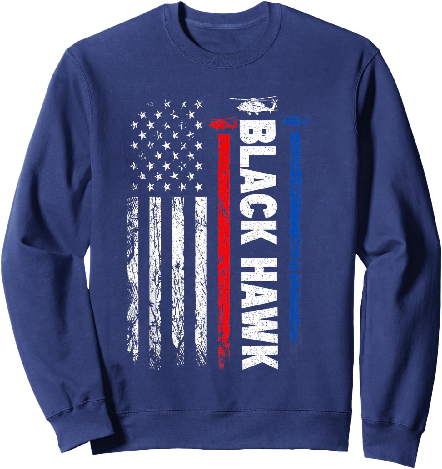 USA Flag Military Helicopter Veteran UH-60 Black Hawk Women Men Sweatshirt - Sweatshirt | Navy