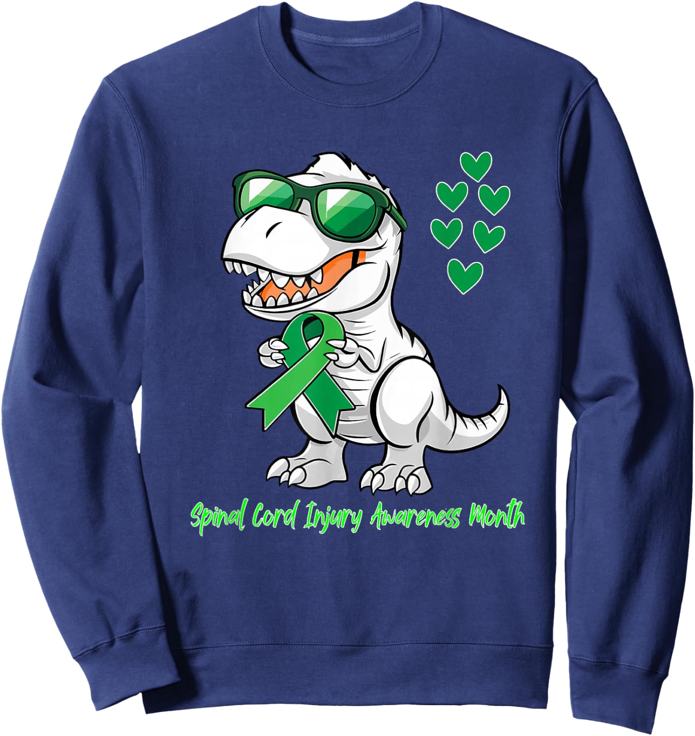 T-rex Dinosaur Spinal Cord Injury Awareness Month Dino Kids Sweatshirt - Sweatshirt | Navy