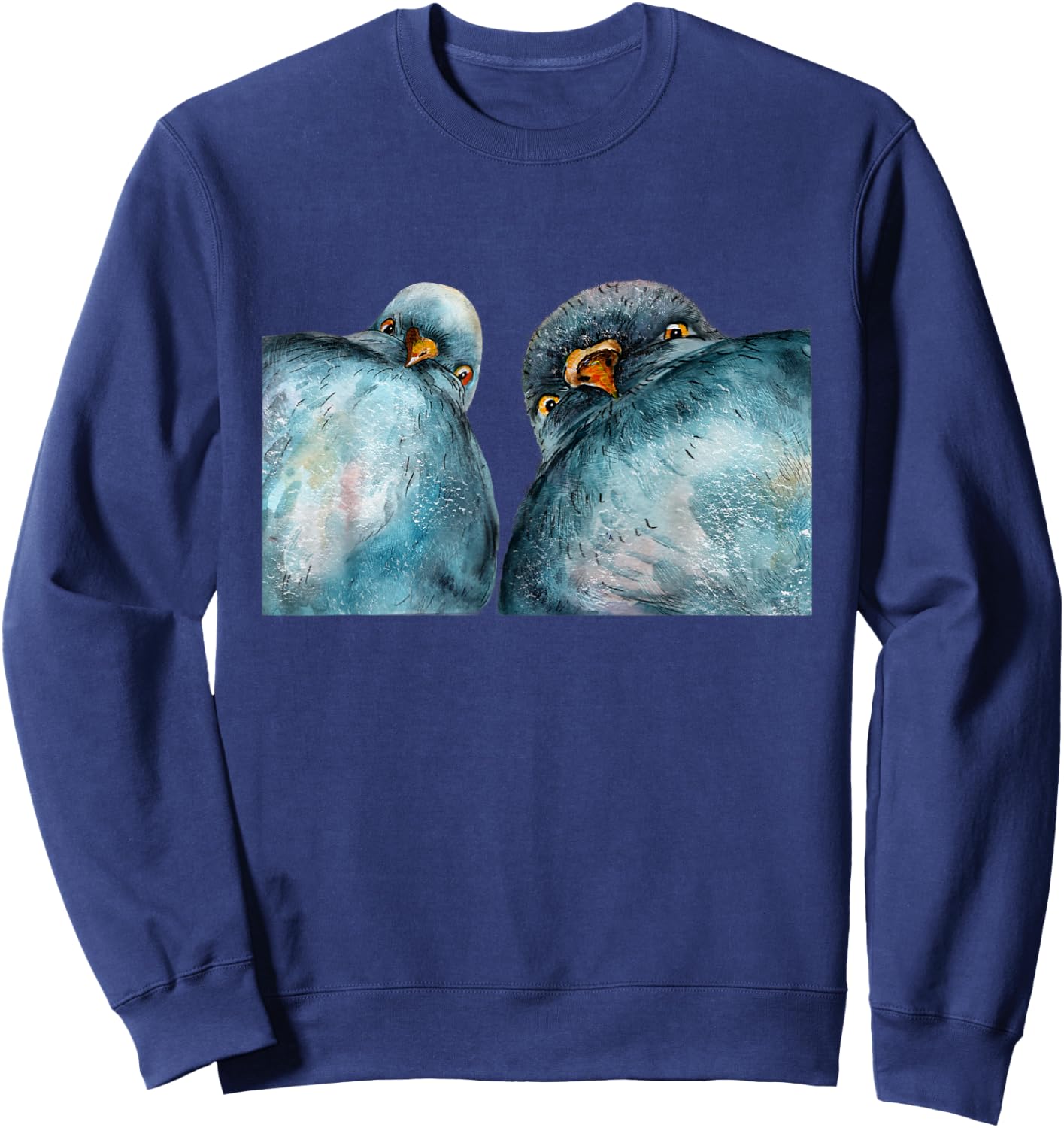 Lustige Taubenpaar Selfie Tauben Malerei Sweatshirt - Sweatshirt | Navy