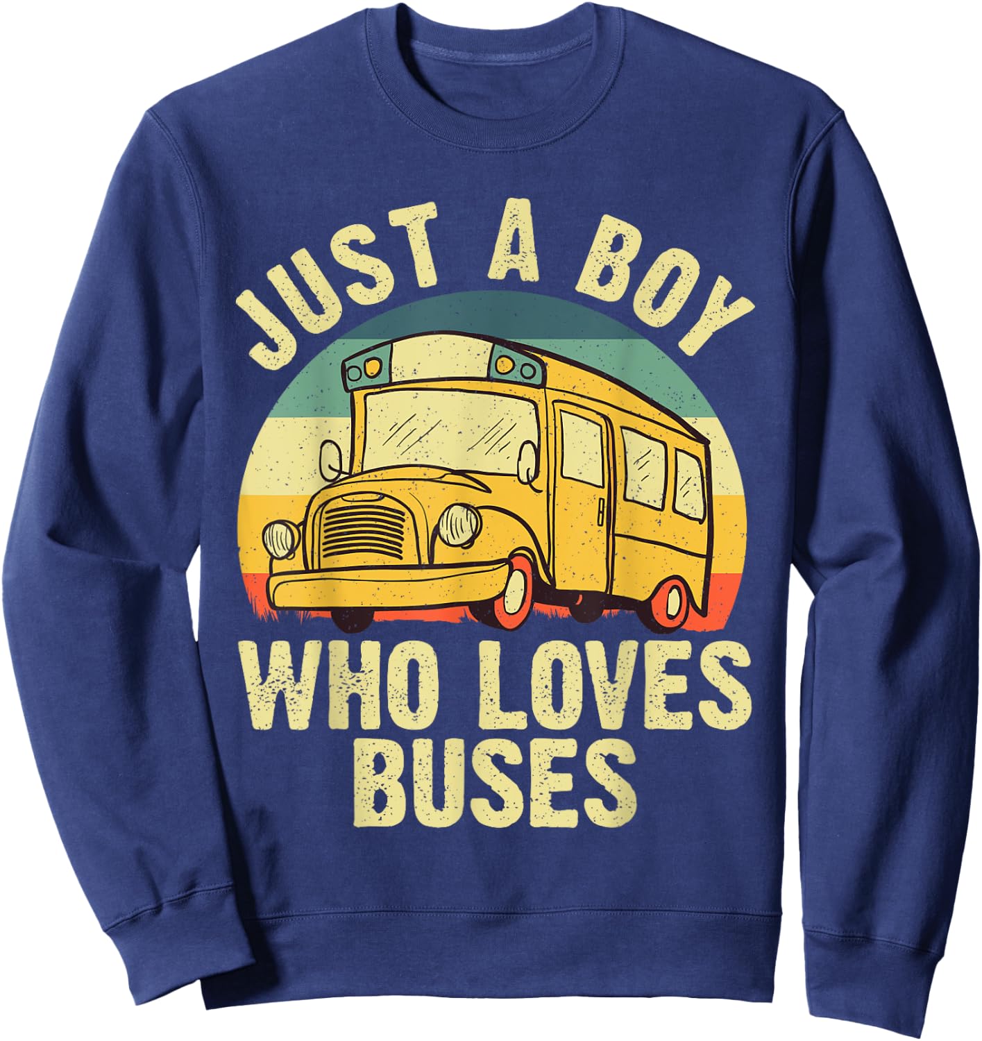 Best School Bus For Boys Kids Toddler Yellow Bus Lover Buses Sweatshirt - Sweatshirt | Navy
