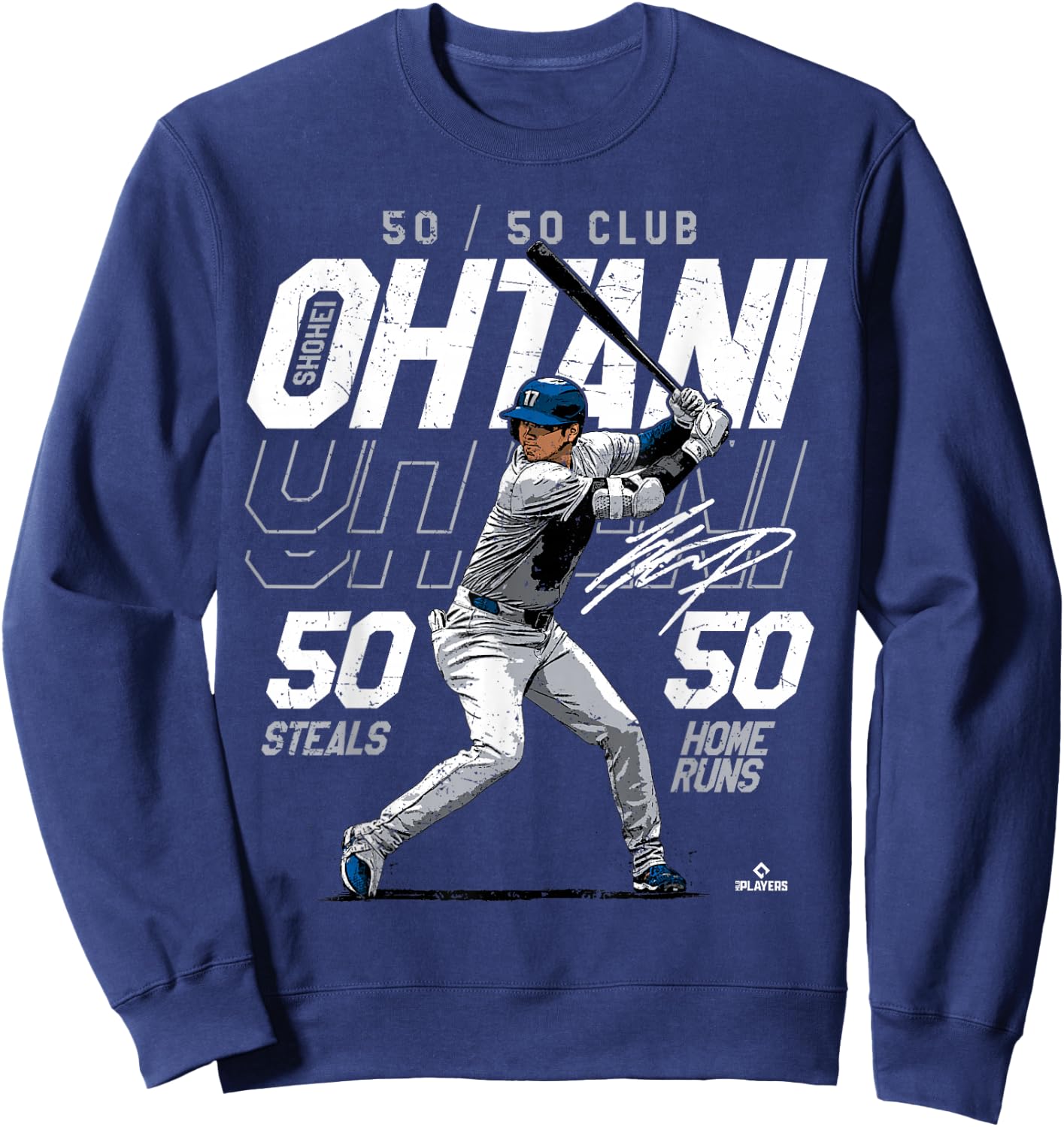Speed, Power, Ohtani 50-50 Milestone Shohei Ohtani MLBPA Sweatshirt - Sweatshirt | Navy