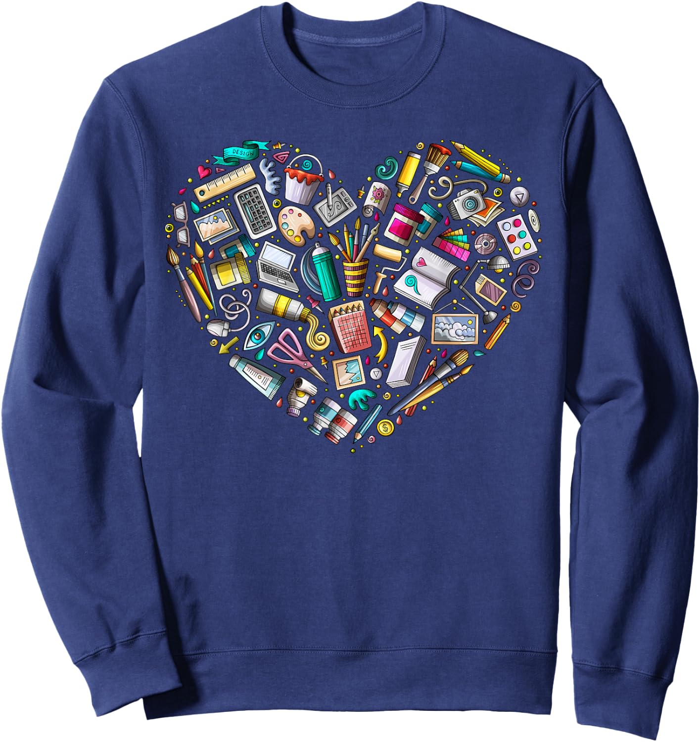 Heart Shape Art Teacher And Painting, Sketching Artist Sweatshirt - Sweatshirt | Navy