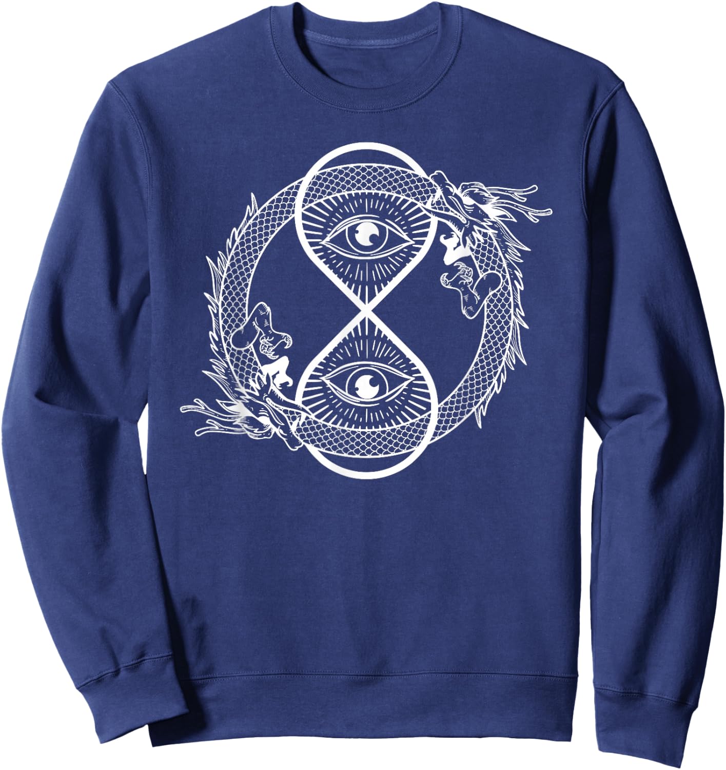 Ouroboros with hourglass Snake Symbol Infinity Eye Dragon Sweatshirt - Sweatshirt | Navy