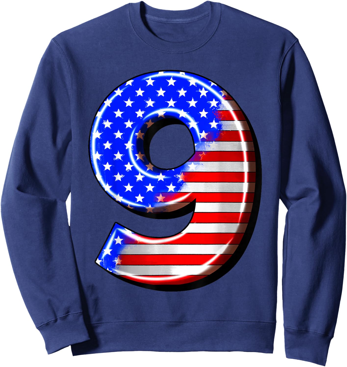 9 Years Old Kids America US USA Flag It's My 9th Birthday Sweatshirt - Sweatshirt | Navy