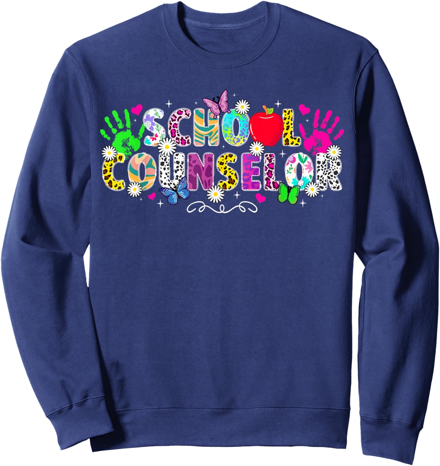 School Counselor Week School Counseling Leopard Sweatshirt - Sweatshirt | Navy