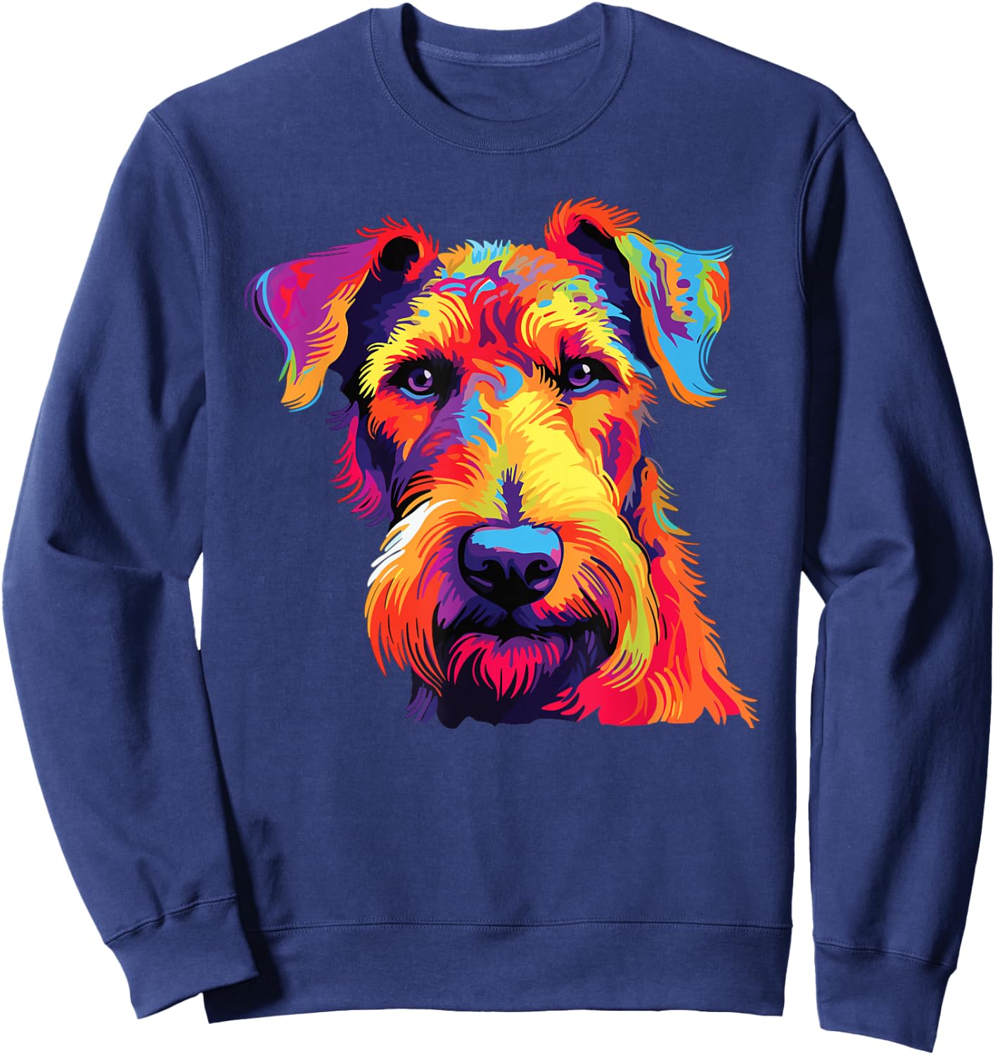 Watercolor Colorful Airedale Terrier Dog Sweatshirt - Sweatshirt | Navy