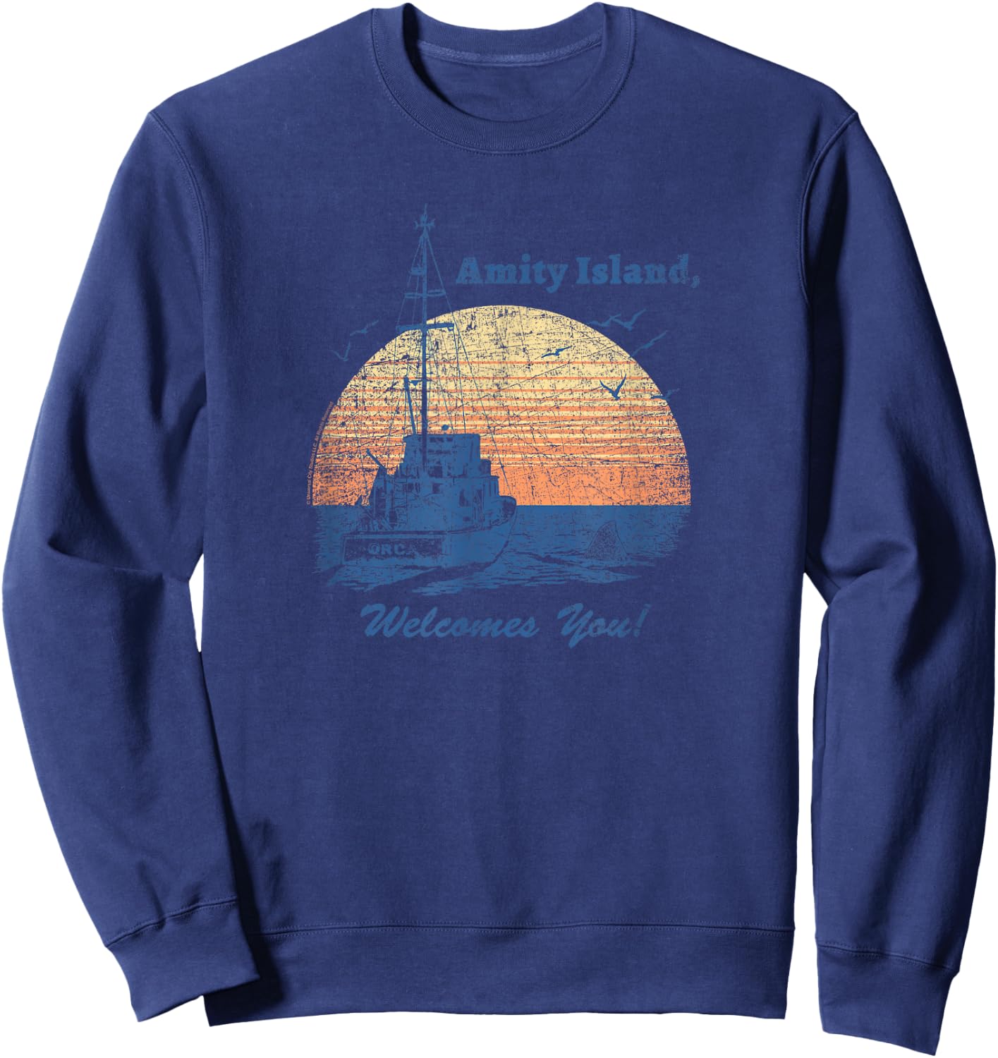 Jaws Vintage Amity Island , Black, S Sweatshirt - Sweatshirt | Navy
