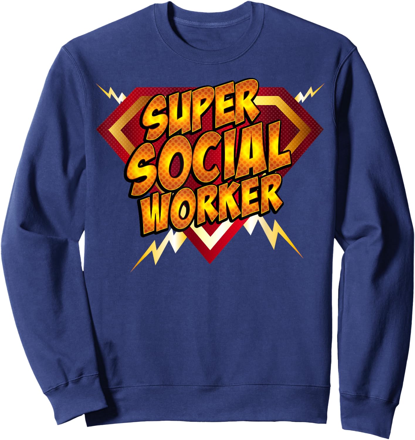 Super Social Worker Superhero Style Caseworker Gift Sweatshirt - Sweatshirt | Navy