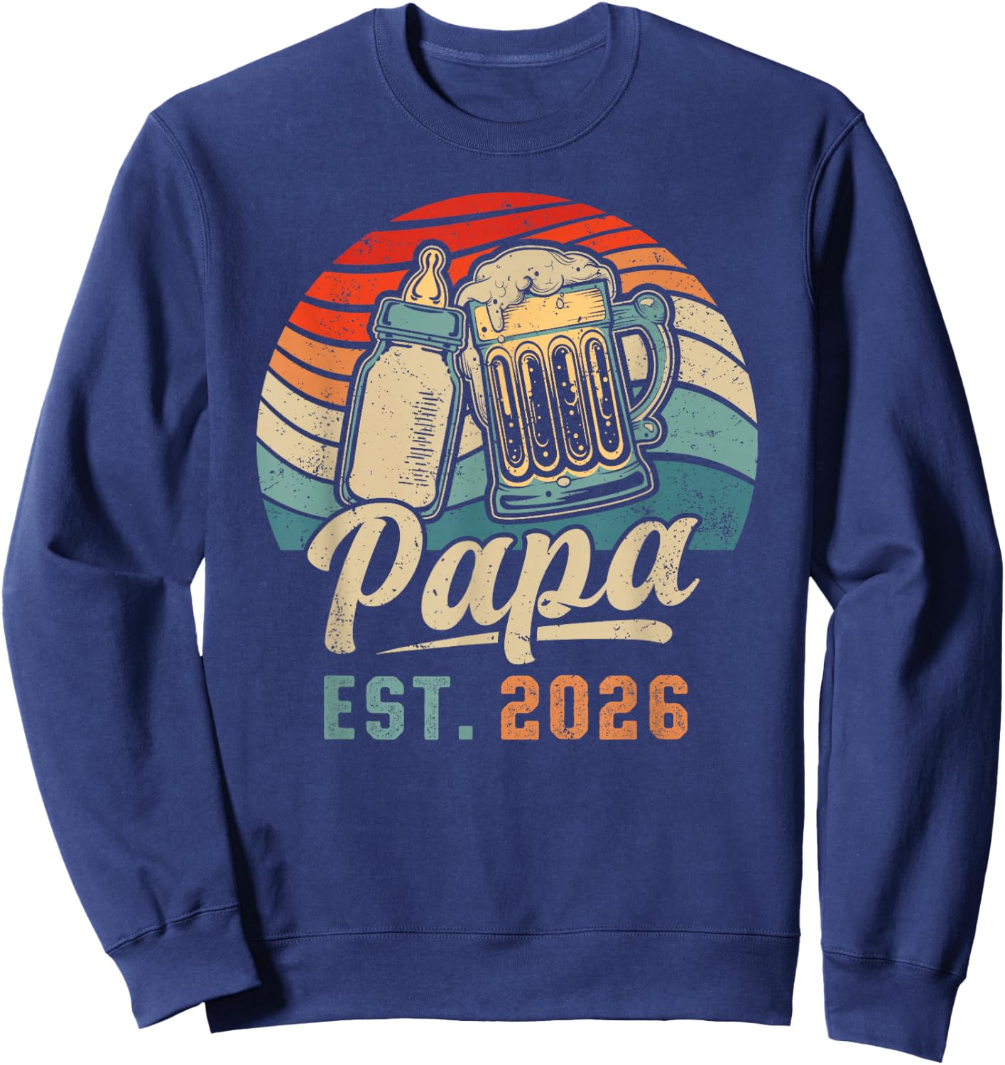 Papa Est. 2026, Erster Vatertag, Frischgebackener Vater Sweatshirt - Sweatshirt | Navy