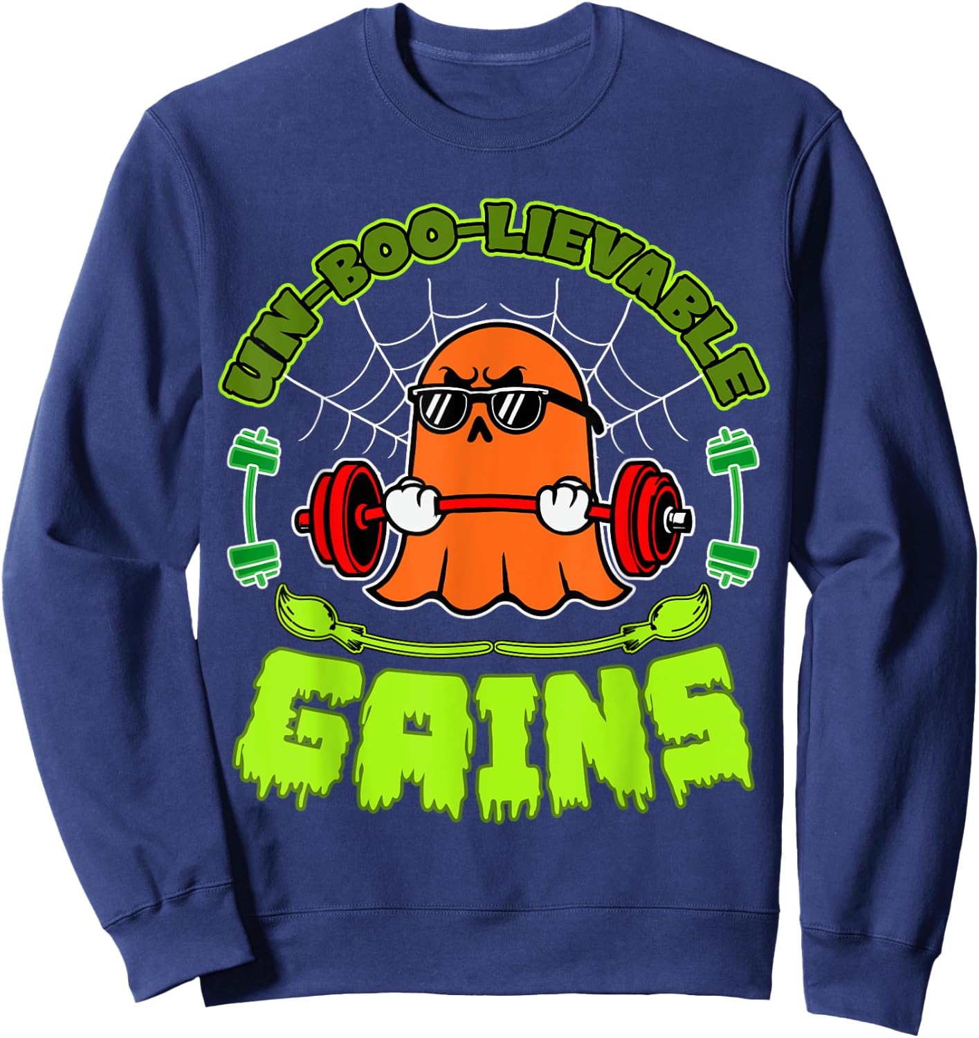 Halloween Workout Ghost Training With Barbell Sweatshirt - Sweatshirt | Navy