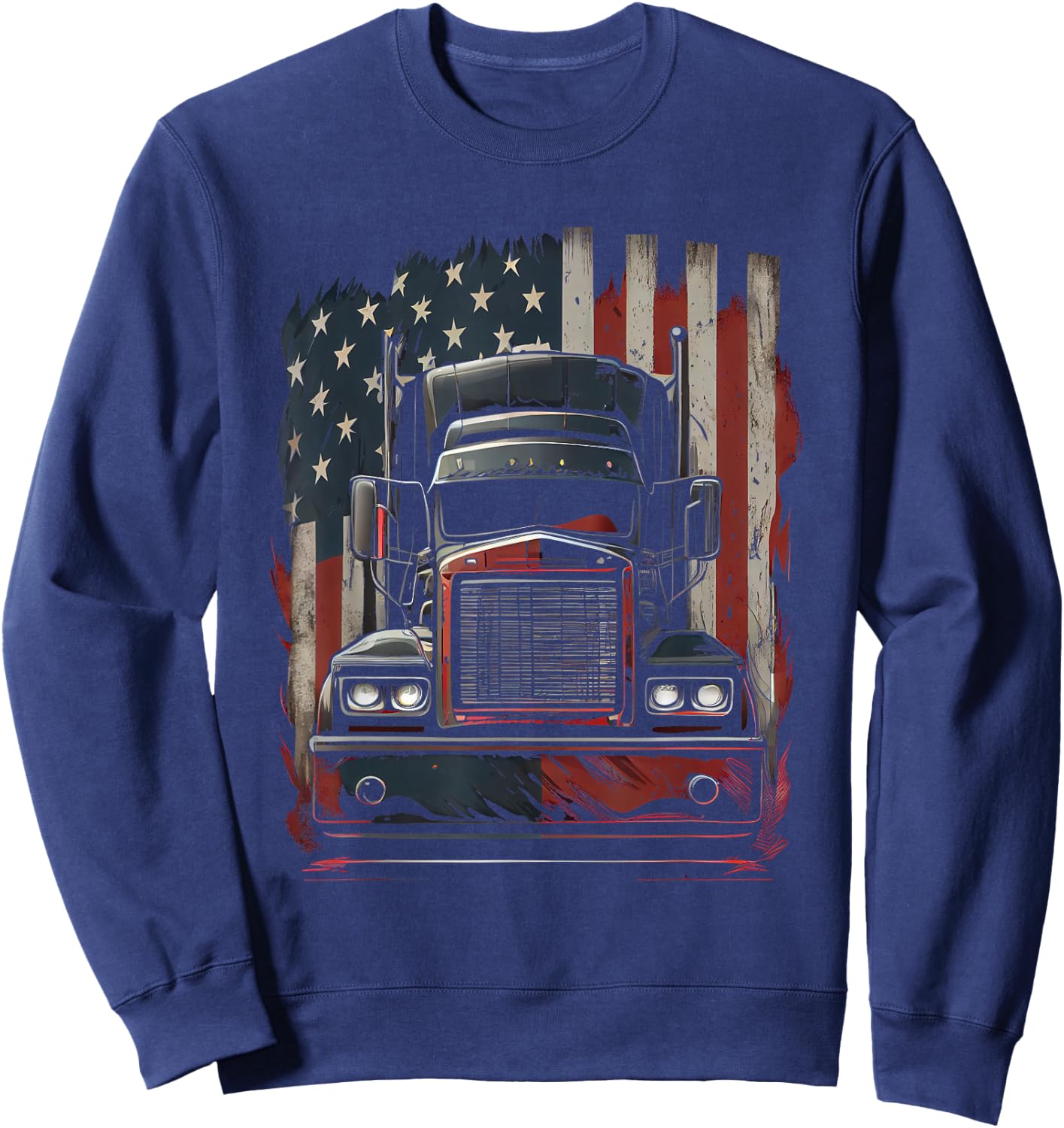US amerikanische Flagge Trucker Lkw-Fahrer Geschenk Sweatshirt - Sweatshirt | Navy