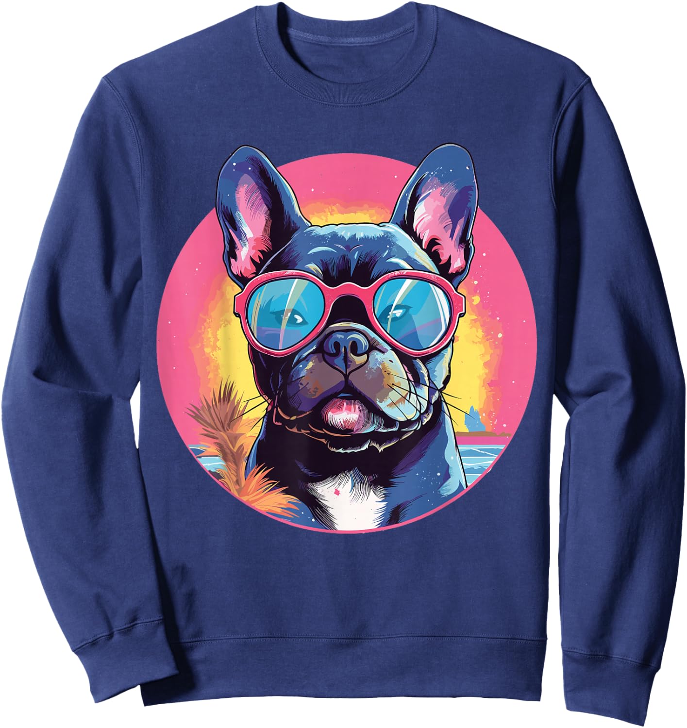 French Bulldog With Sunglasses Sweatshirt - Sweatshirt | Navy