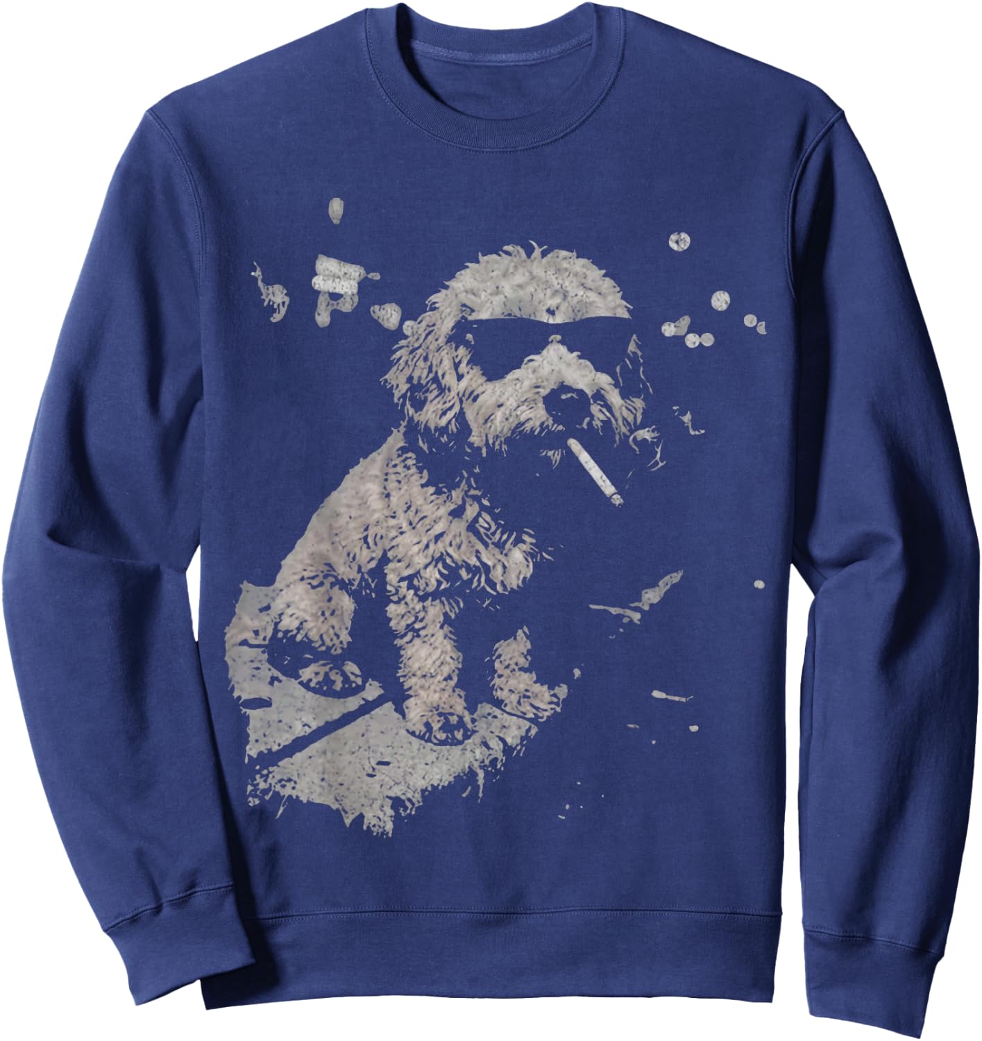 Dog Smoking Cigarette Funny Goldendoodle Meme Sweatshirt - Sweatshirt | Navy