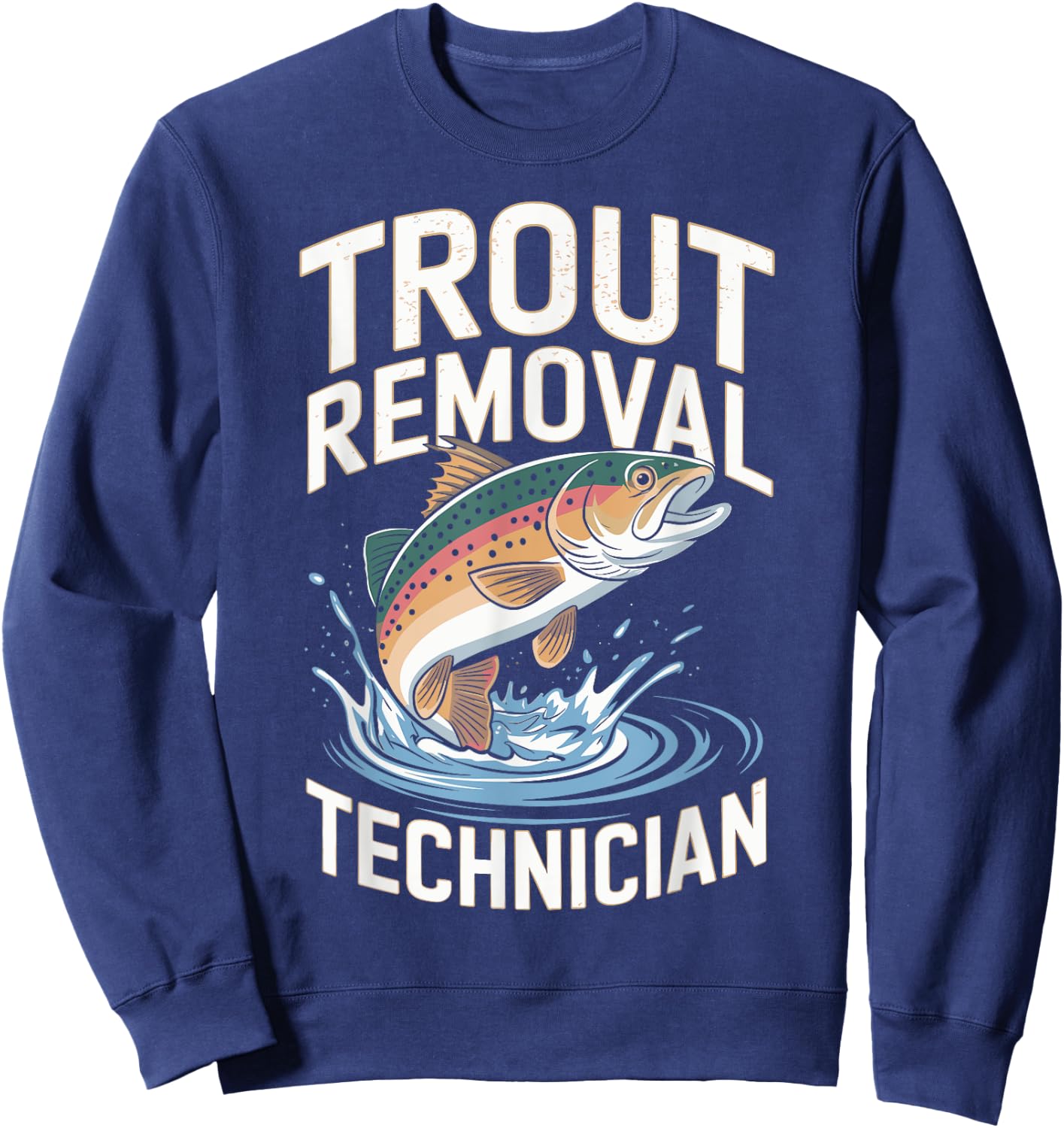 Funny Fisherman Trout Fly Fishing Father's Day JM -Adults Black Small Modern Classic Short Sleeve Sweatshirt - Sweatshirt | Navy