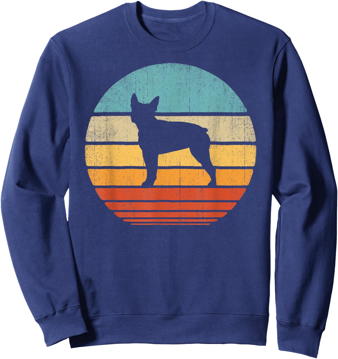 Boston Terrier Retro Vintage 60s 70s Sunset Dog Lovers Men Sweatshirt - Sweatshirt | Navy