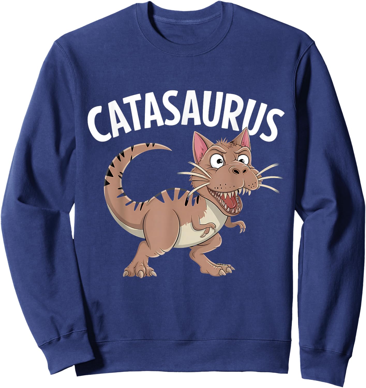 Cat Dino T-Rex Dinosaur Cat Owner Funny Cat Sweatshirt - Sweatshirt | Navy
