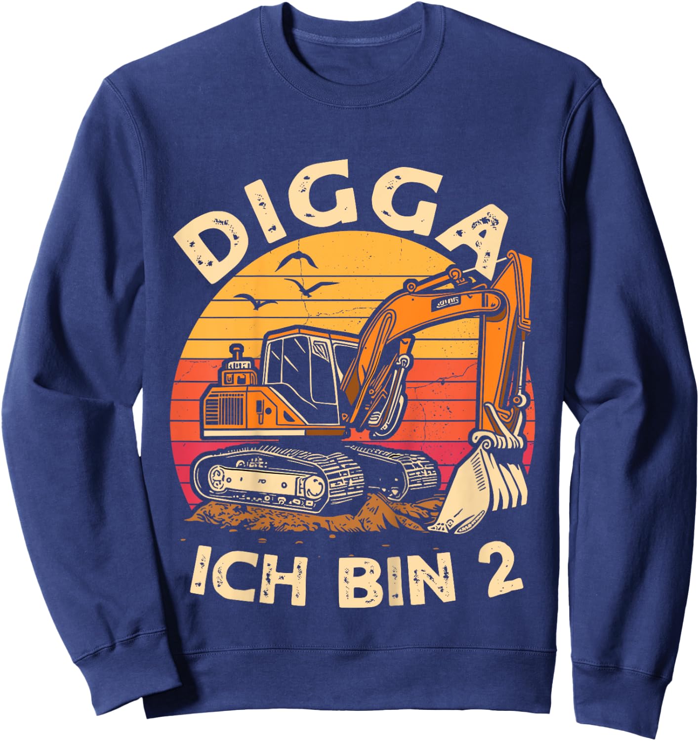 Ich bin 2 Zwei Jahre Junge 2 Jahre alt 2. Geburtstag Bagger Sweatshirt - Sweatshirt | Navy
