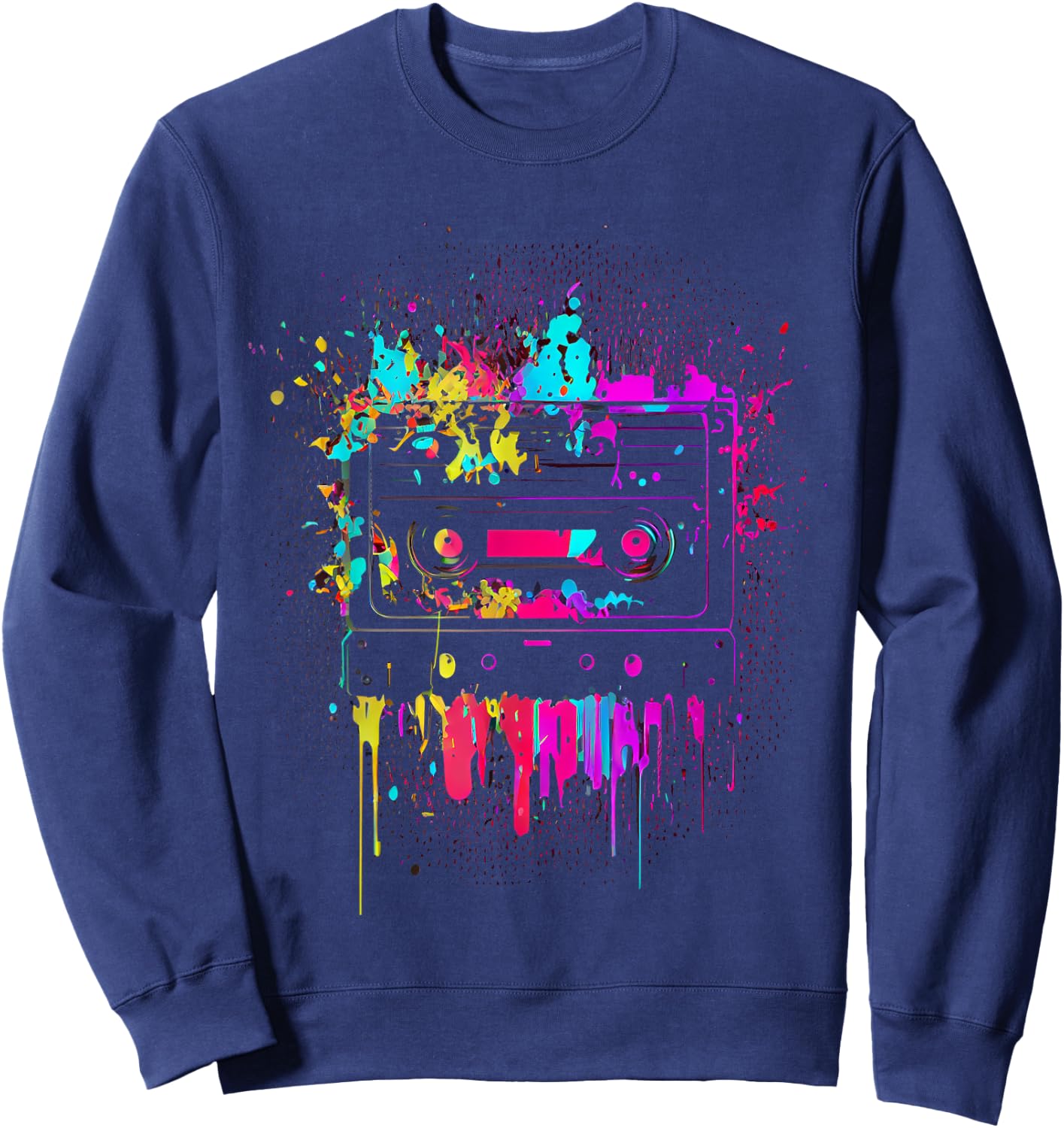 80s 90s Retro Party Fancy Dress Cassette , black Sweatshirt - Sweatshirt | Navy