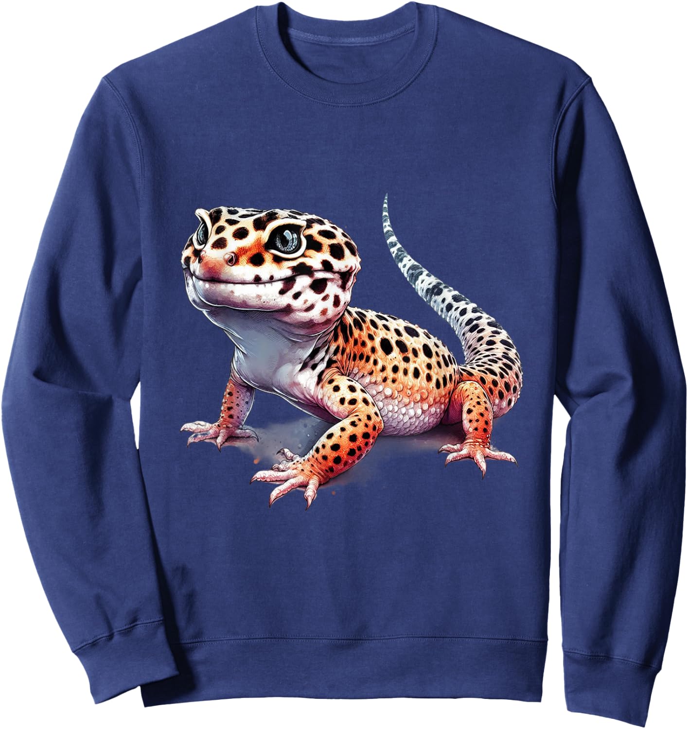 Cute Leopard Gecko Loves Lizard & Reptiles Men Women Kids Sweatshirt - Sweatshirt | Navy