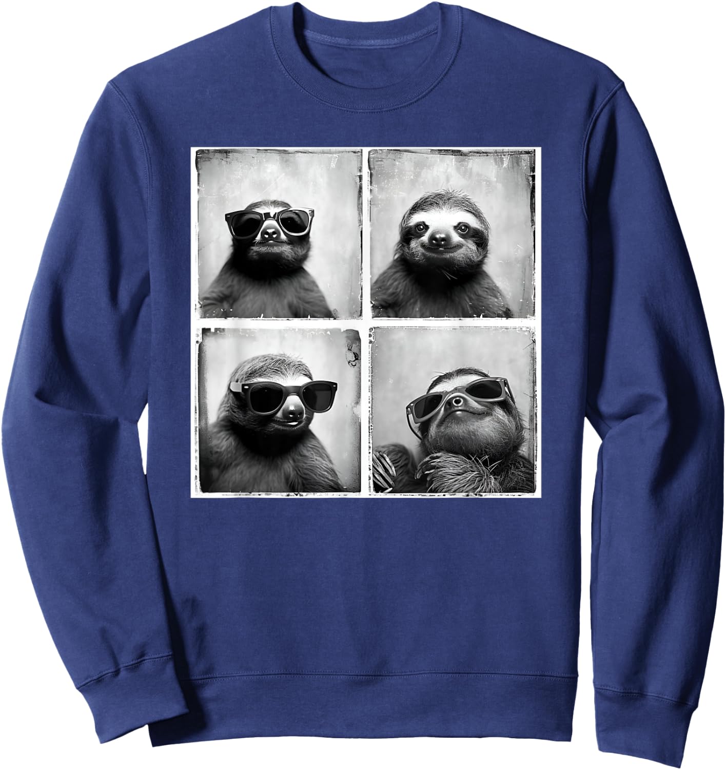 Sloth With Sunglasses Animal Photobooth Retro Sloth Lover Sweatshirt - Sweatshirt | Navy