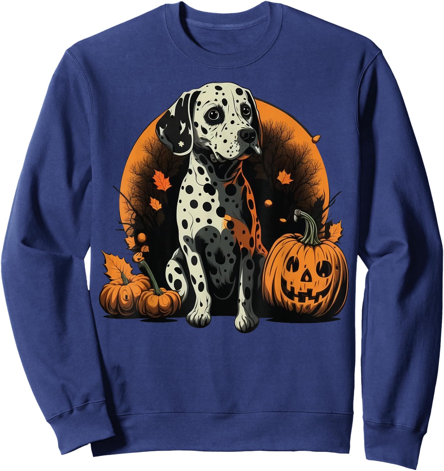 Pumpkin Dalmatian costume on Dalmatian Halloween Sweatshirt - Sweatshirt | Navy