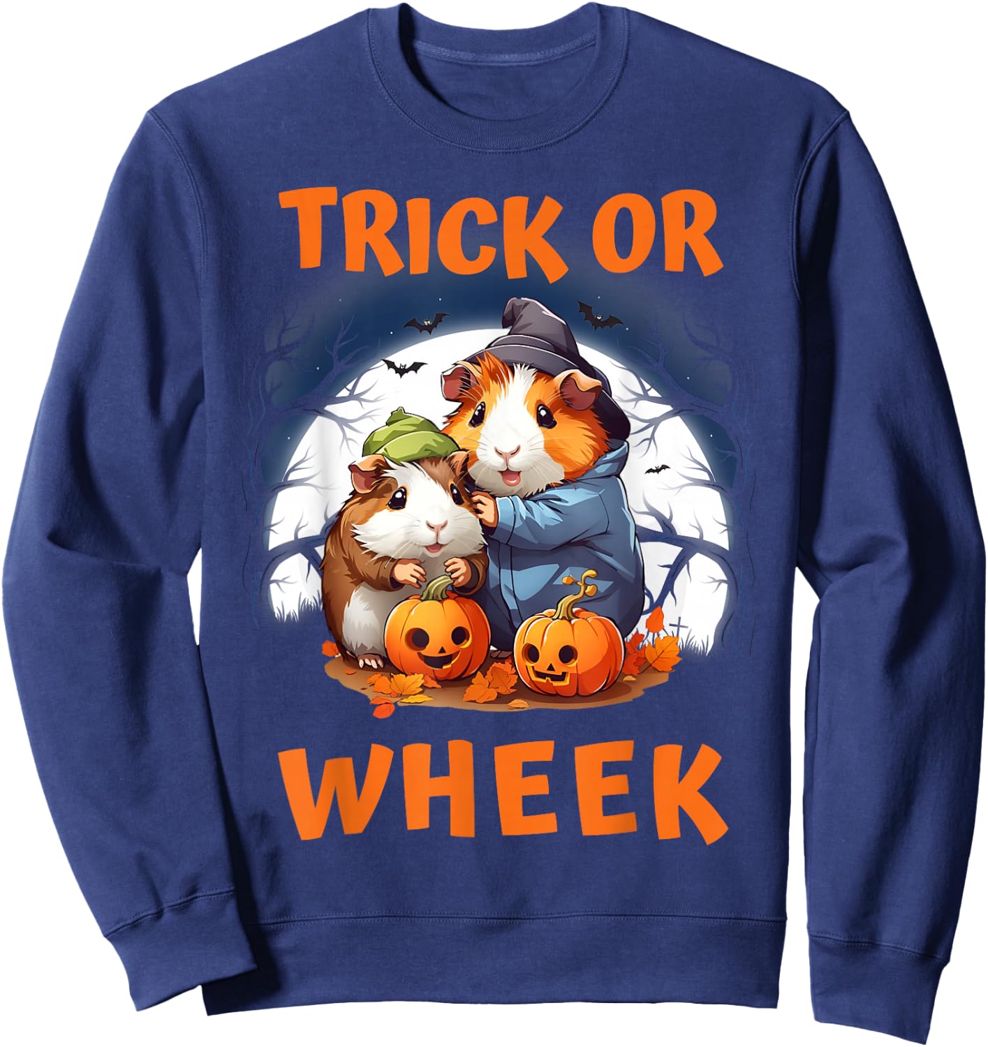 Trick Or Wheek Guinea Pig Halloween Sweatshirt - Sweatshirt | Navy