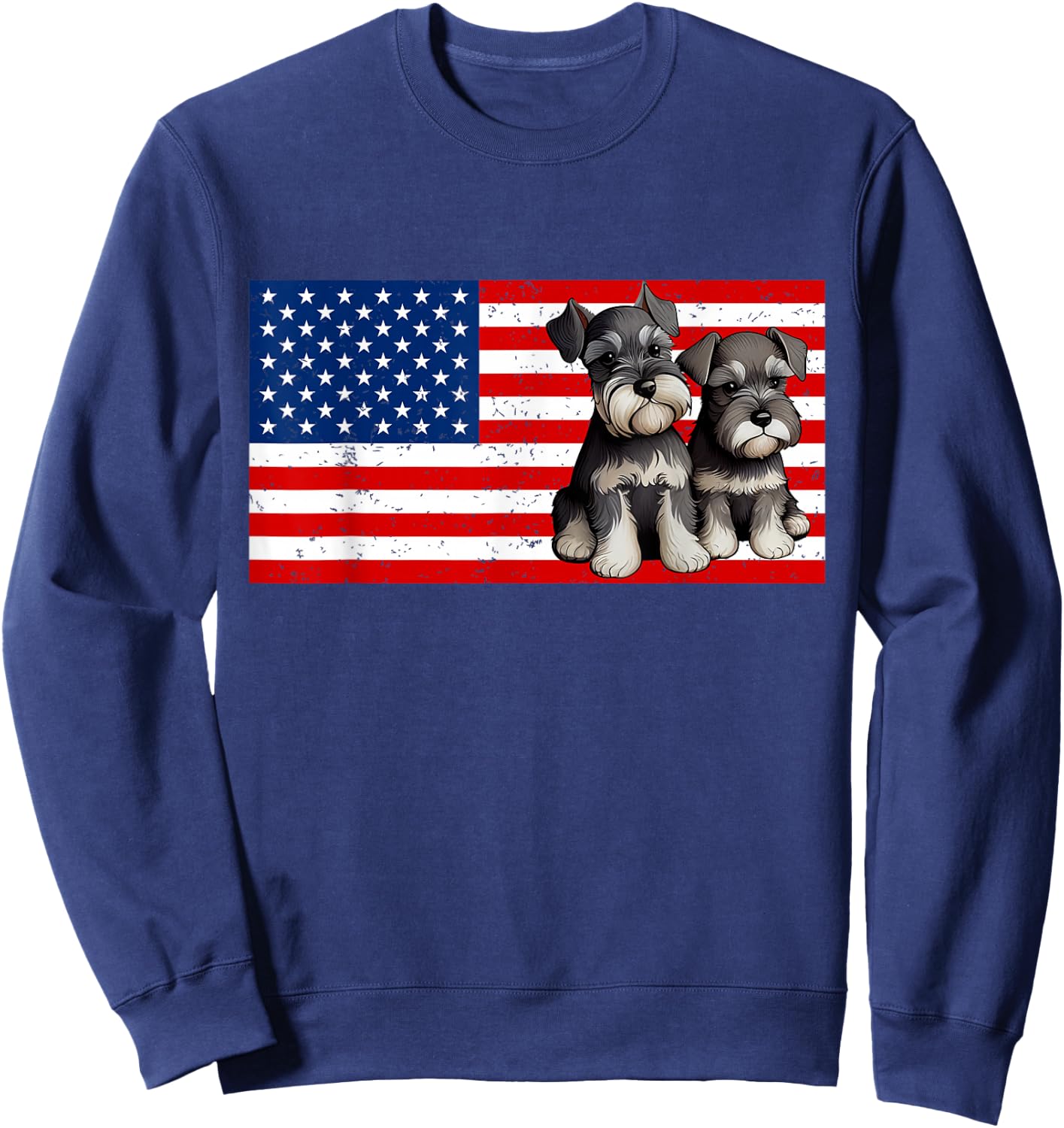 Patriotic Miniature Schnauzer 4th of July USA American Flag Sweatshirt - Sweatshirt | Navy