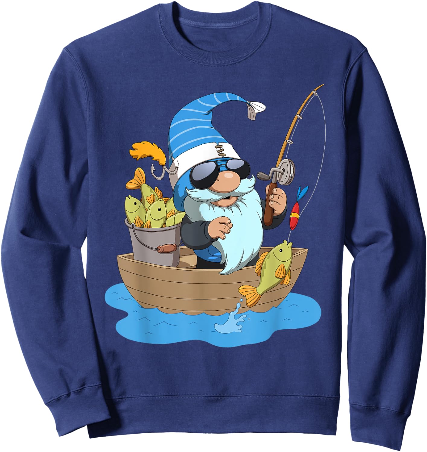Fisherman Gnome Fishing Sweatshirt - Sweatshirt | Navy