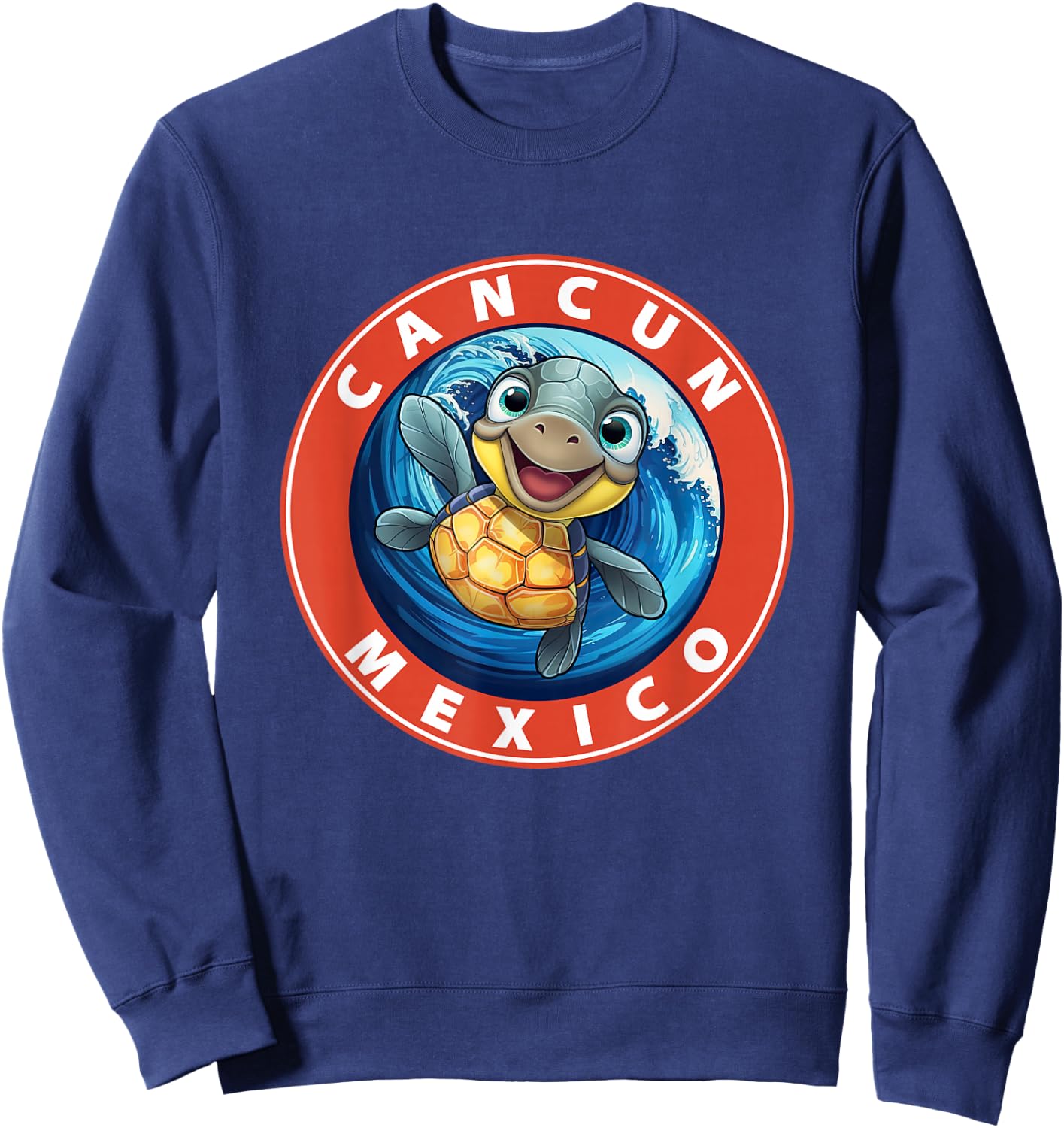 Cancun Mexico Smiling Baby Sea Turtle Souvenir Sweatshirt - Sweatshirt | Navy