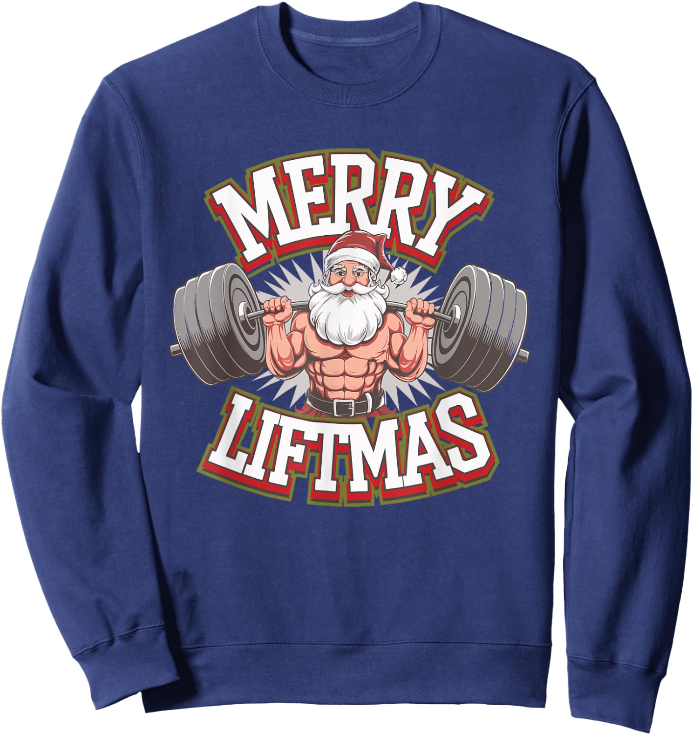 Merry Liftmas Weightlifter Fitness Sweatshirt - Sweatshirt | Navy