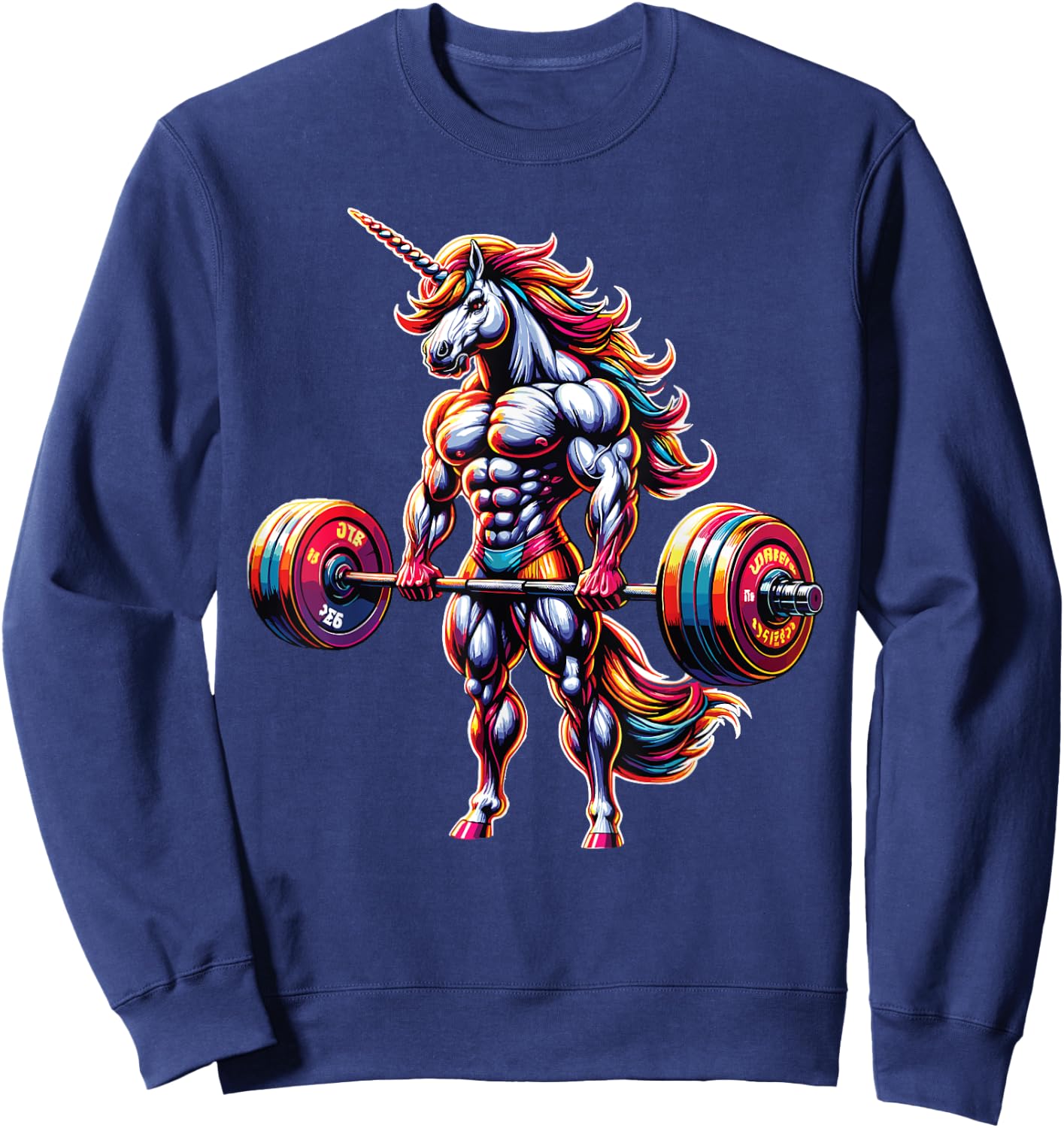 Unicorn Lifting Weights Fitness Lover Barbell Weightlifting Sweatshirt - Sweatshirt | Navy