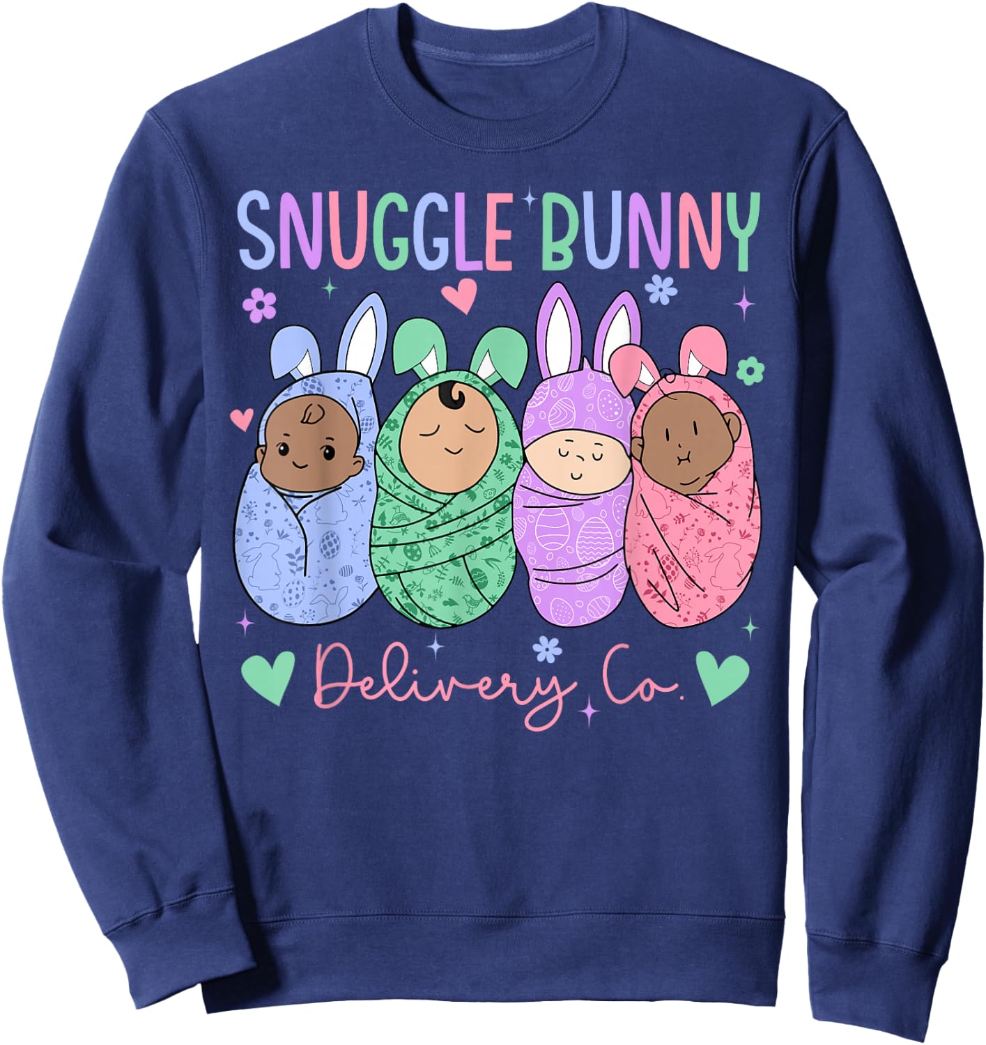Snuggle Bunny Delivery Co Easter L&D Nurse Mother Baby Nurse Sweatshirt - Sweatshirt | Navy