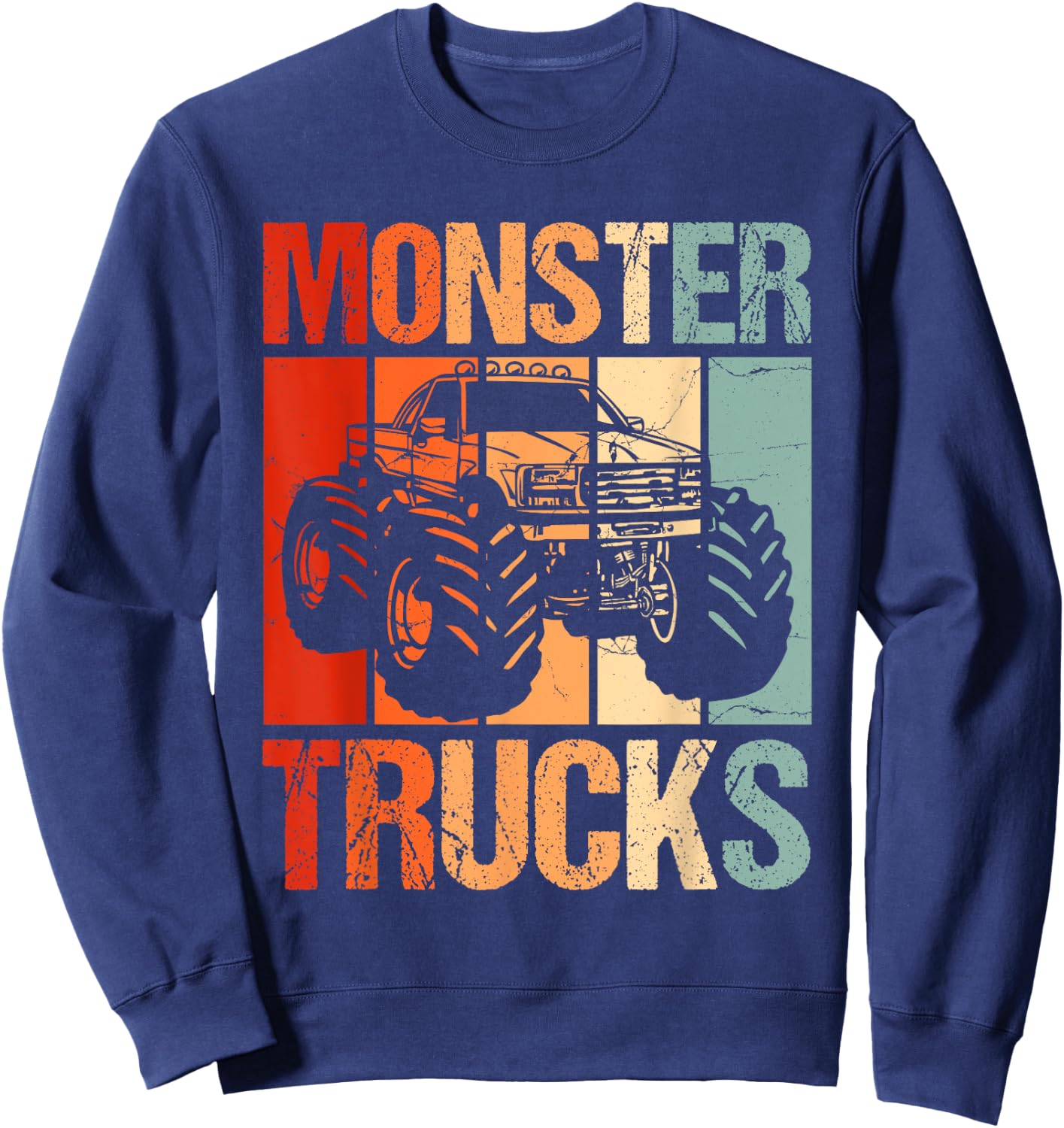 Monster Trucks Vintage Retro Monster Truck Sweatshirt - Sweatshirt | Navy