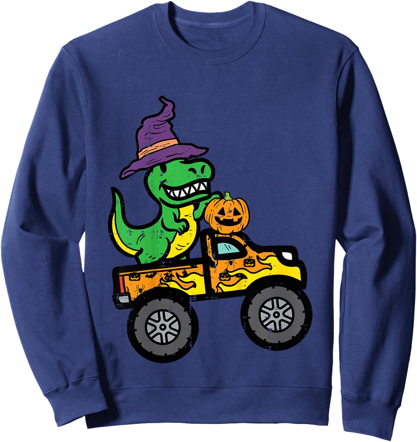 Kids Halloween Trex Monster Truck Dinosaur Costume Boys Kid Youth Sweatshirt - Sweatshirt | Navy