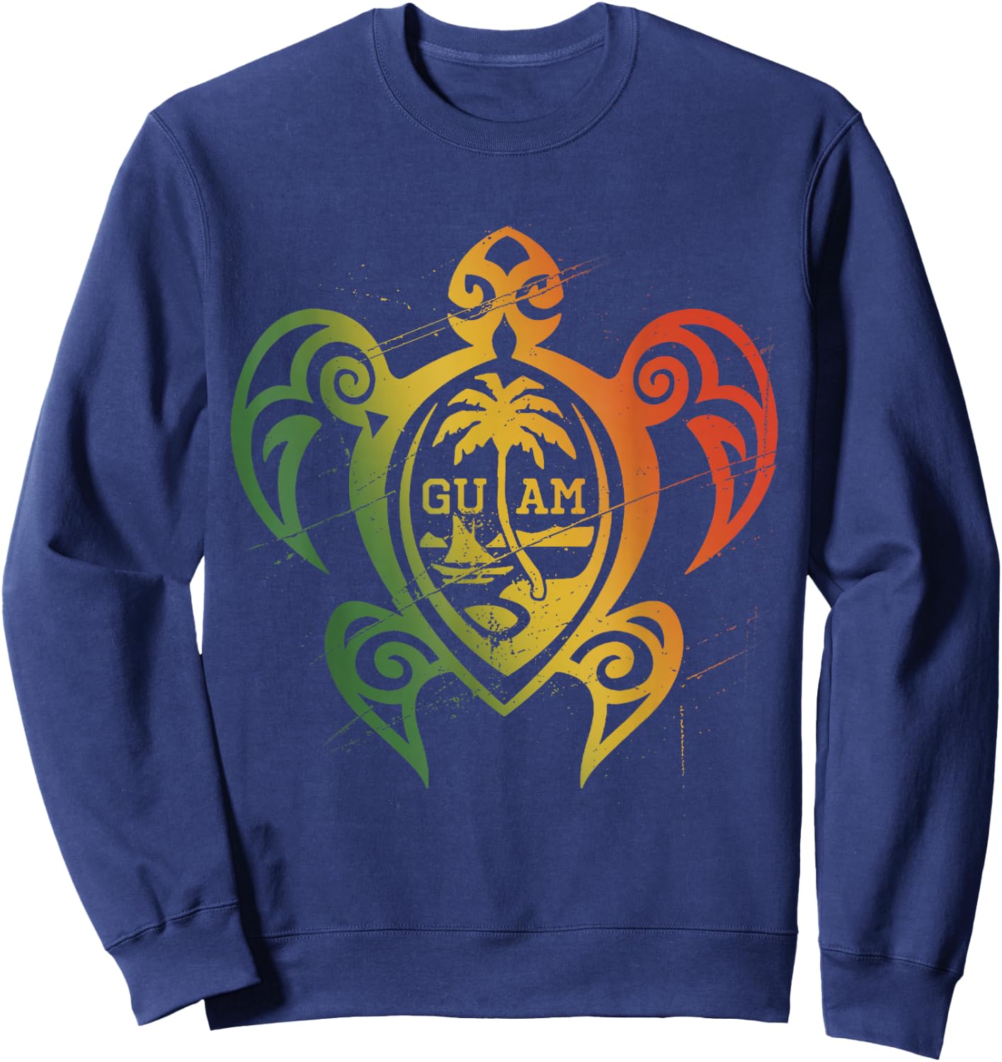 Guam Flag Islander Turtle Chamorro Guam Seal Guamanian Sweatshirt - Sweatshirt | Navy