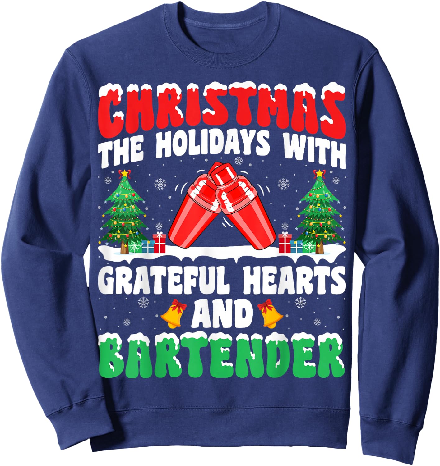 Christmas Holidays with Heart and Bartending Bartender Xmas Sweatshirt - Sweatshirt | Navy