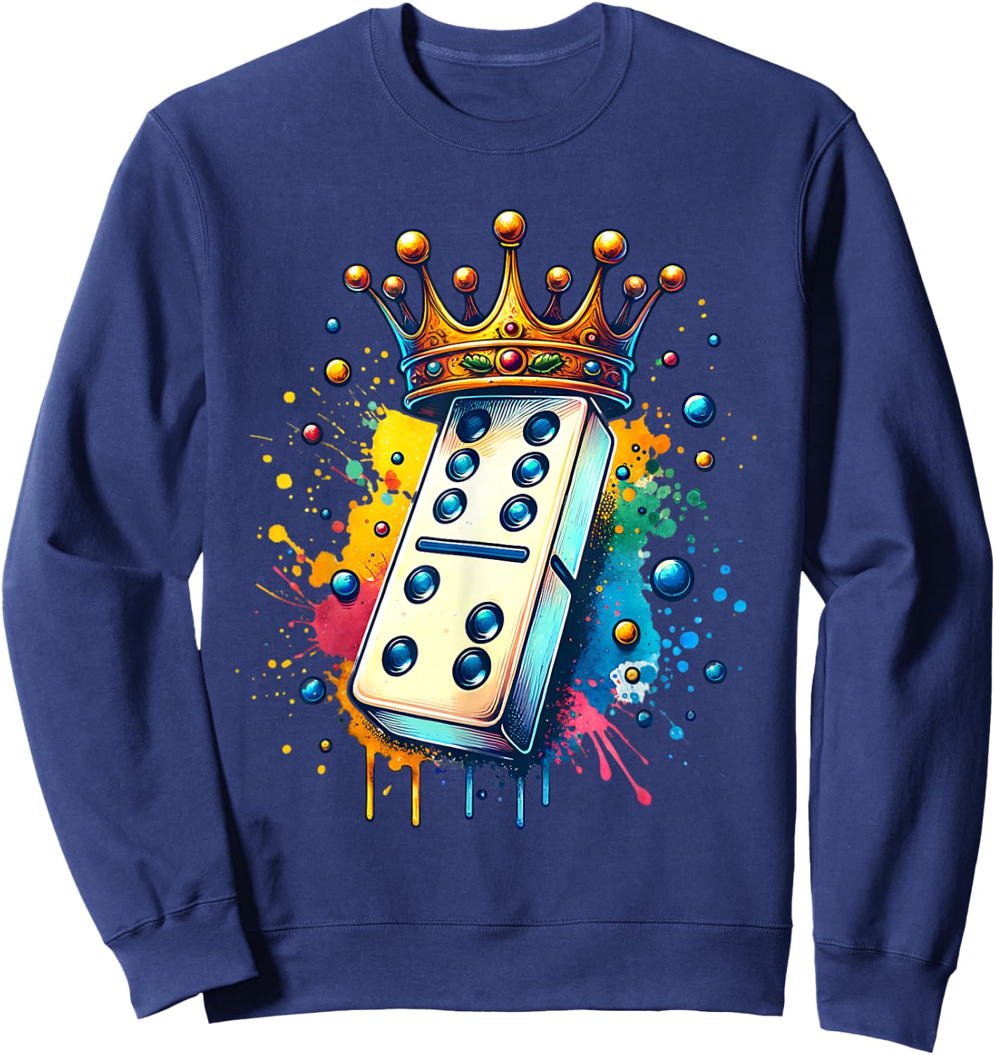 Funny Dominoes King | Board Game| Domino Lover Domino Player Sweatshirt - Sweatshirt | Navy