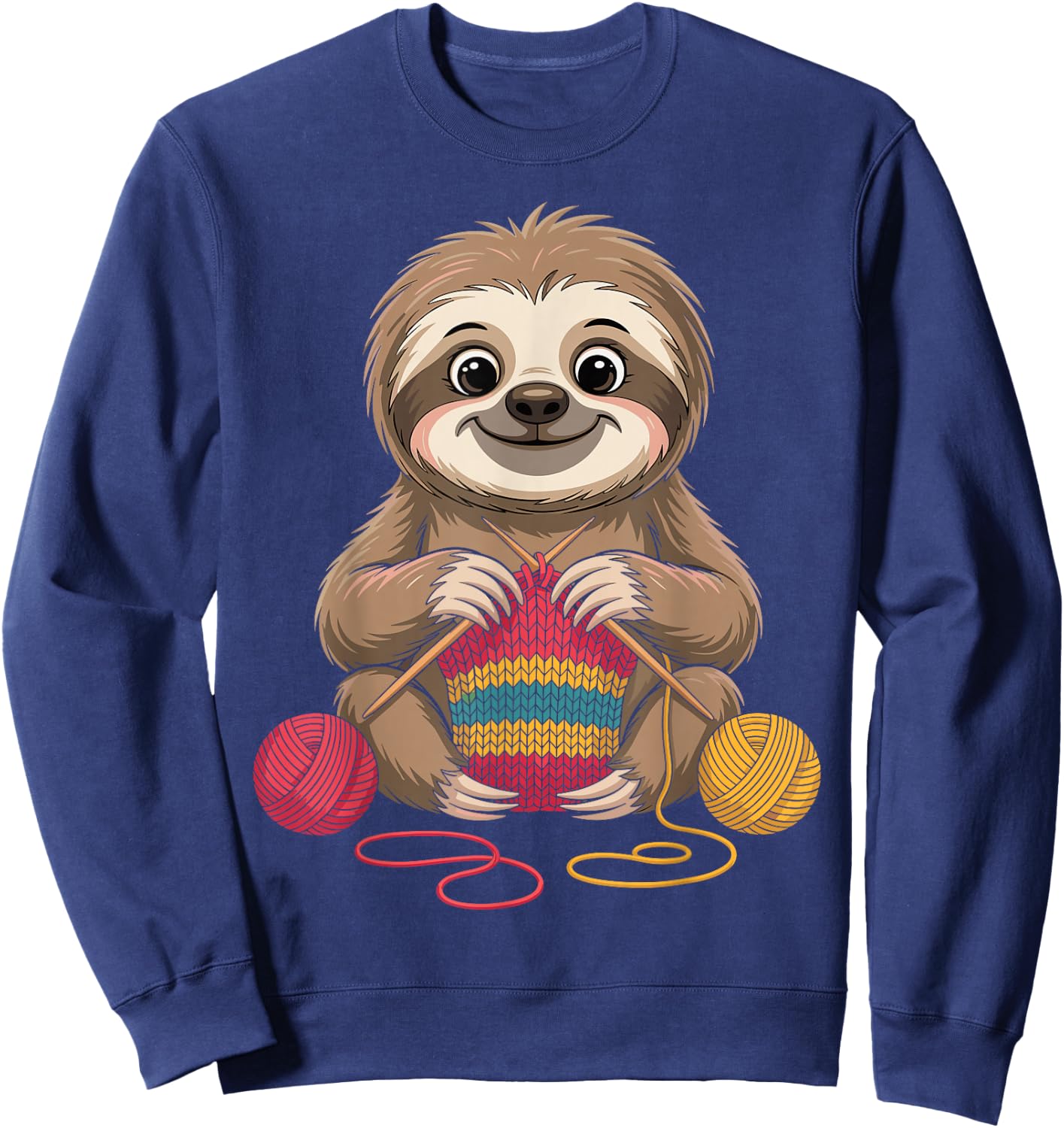 Sloth Knitting Funny Sweatshirt - Sweatshirt | Navy