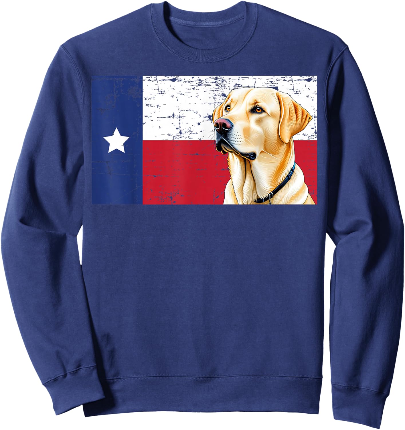Yellow Labrador Texas Flag Dog Sweatshirt - Sweatshirt | Navy