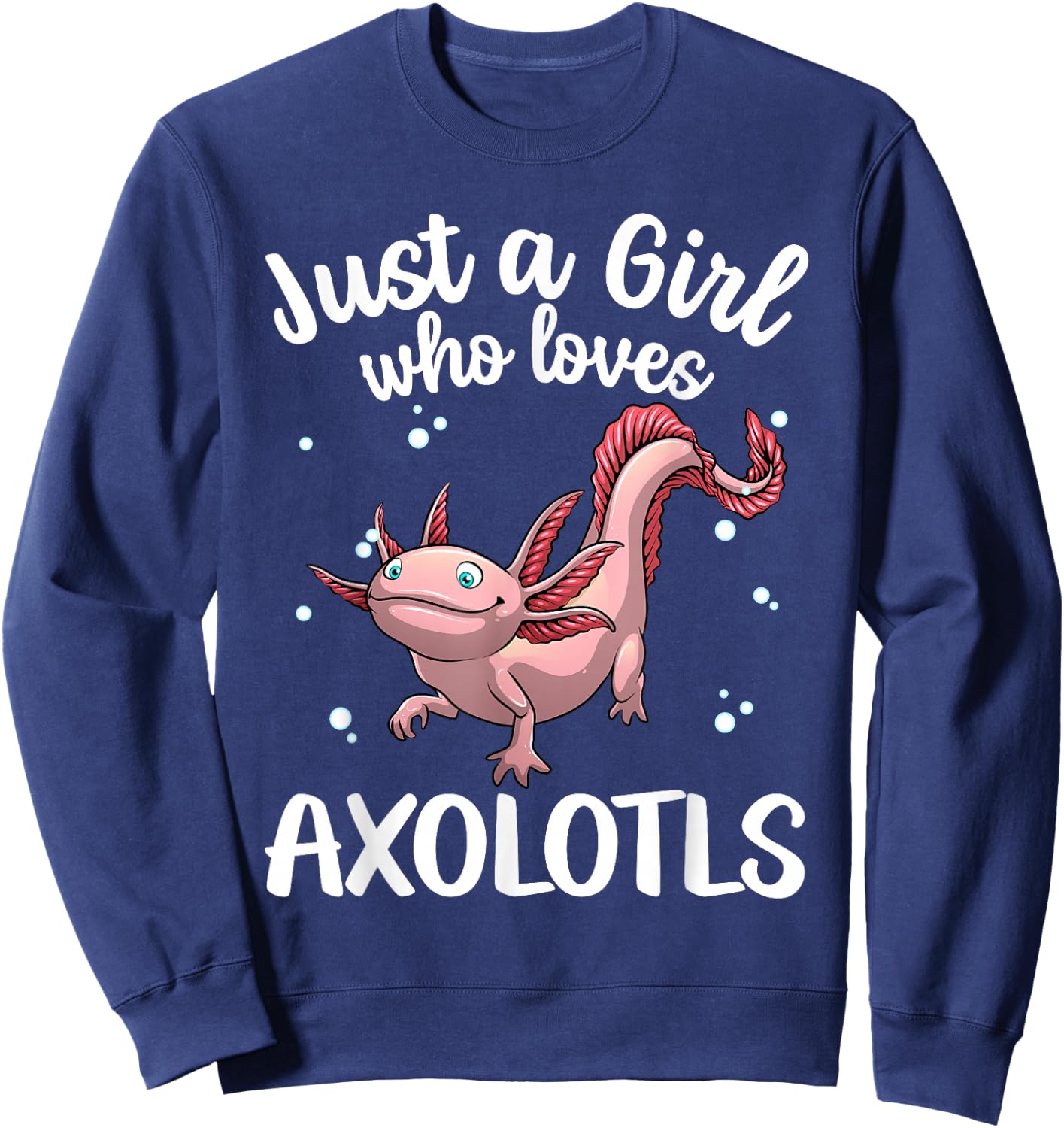 Axolotl Art For Teen Girls Kids Kawaii Mexican Fish Axolotl Sweatshirt - Sweatshirt | Navy