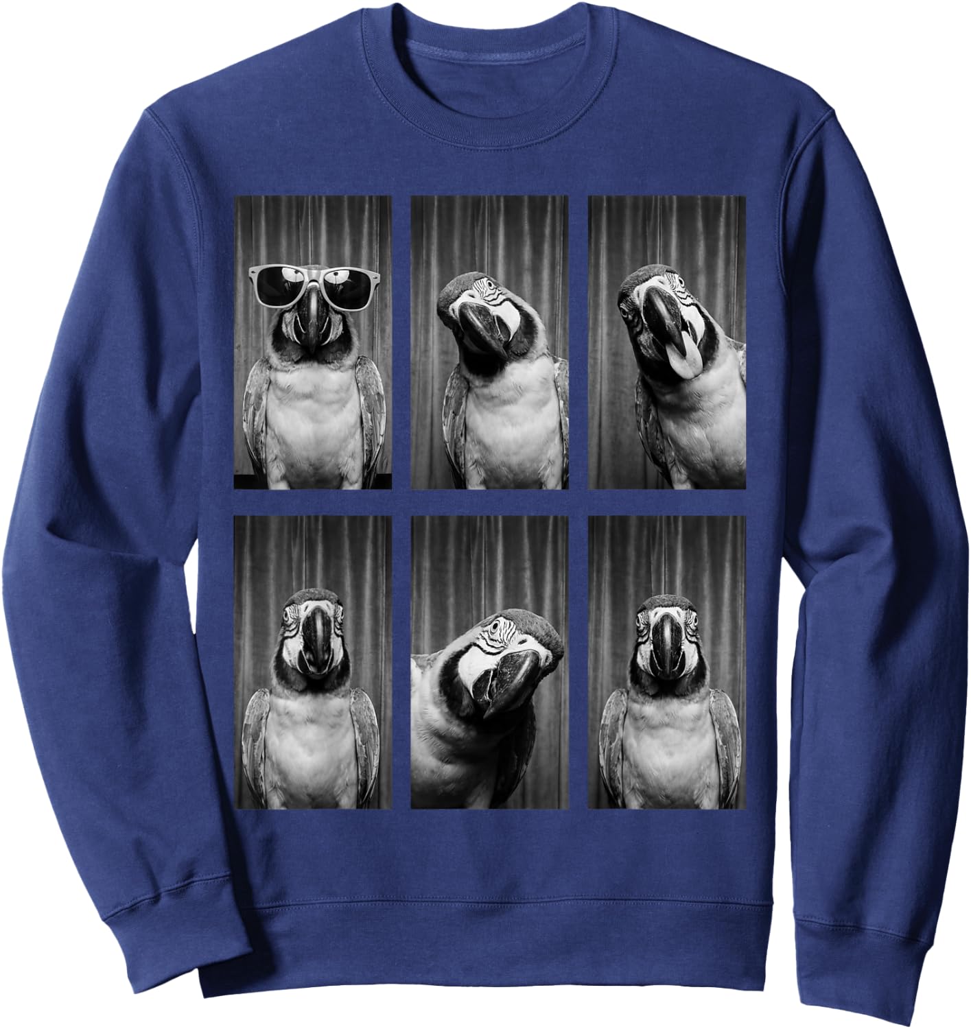 Parrot Photobooth Bird Funny Animal Portrait Sweatshirt - Sweatshirt | Navy