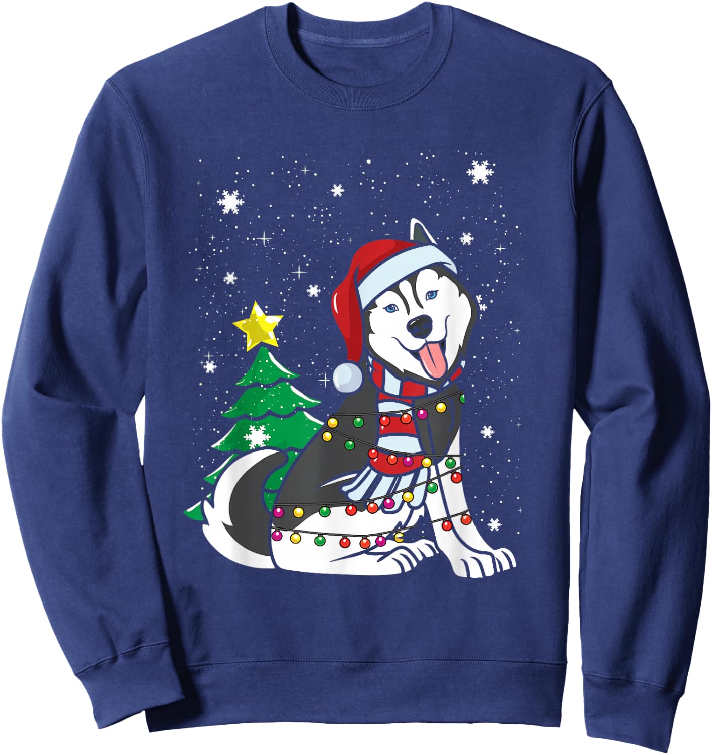 Funny Siberian Husky Christmas Dog Lover Women Sweatshirt - Sweatshirt | Navy
