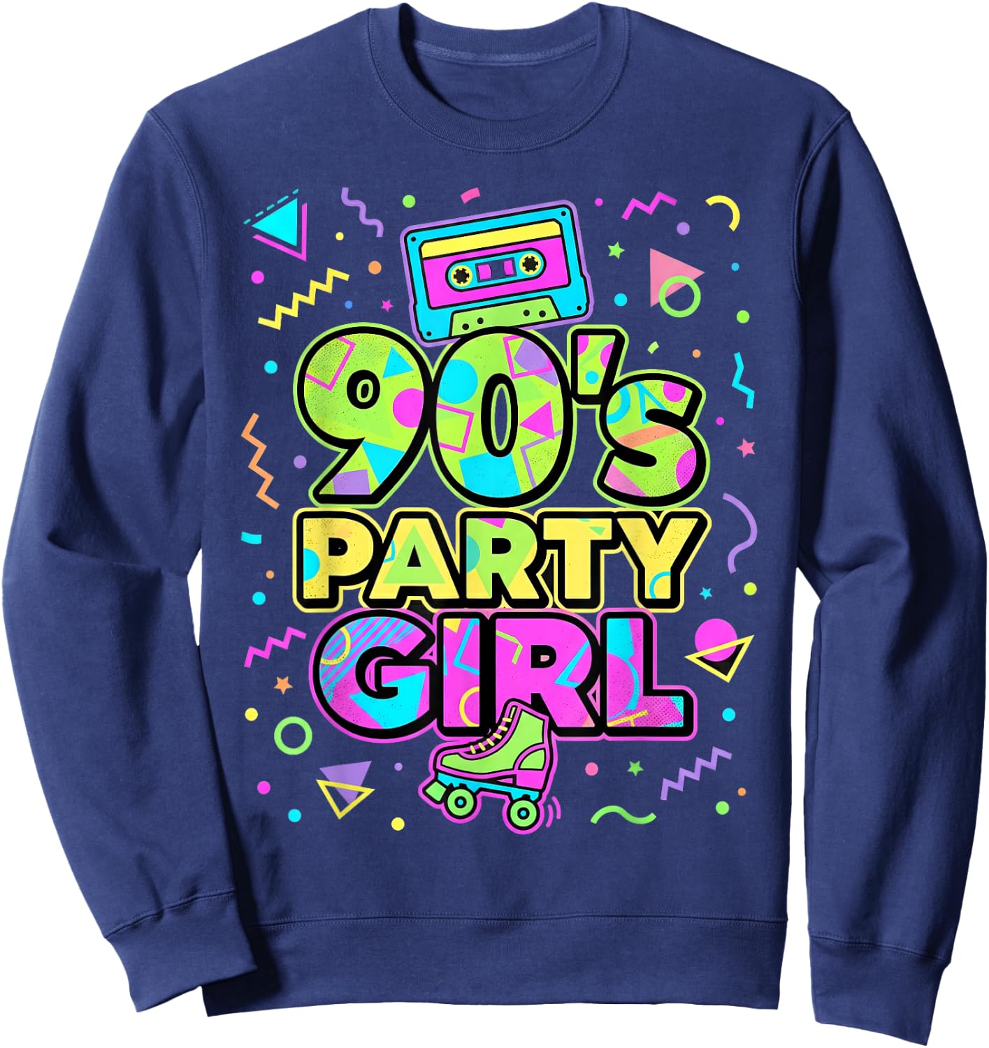 90s Party Girl Damen Outfit 90er Jahre Sweatshirt - Sweatshirt | Navy