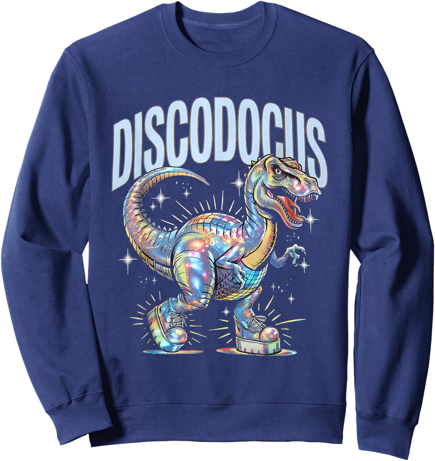 Disco Dinosaur Diplodocus 70s Dino Dancing Funny Disco Party Sweatshirt - Sweatshirt | Navy