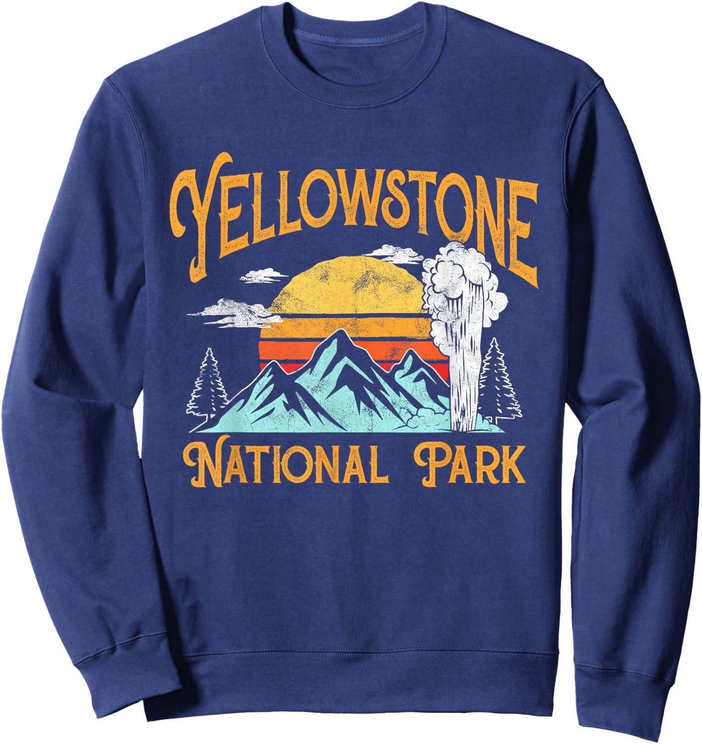 Vintage Yellowstone National Park Retro 80's Graphic Sweatshirt - Sweatshirt | Navy