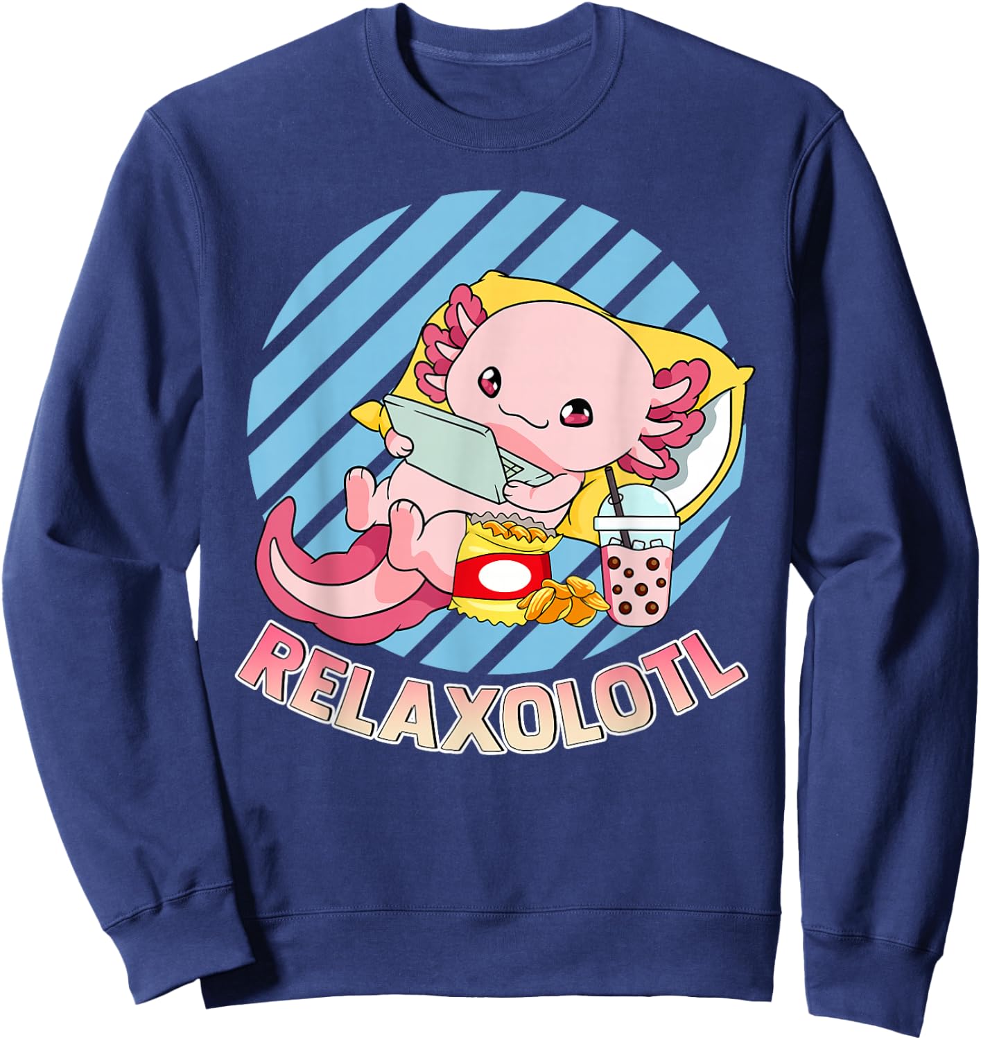 Axolotl Shirt Axolotl Shirts For Girls Cute Relaxolotl Sweatshirt - Sweatshirt | Navy